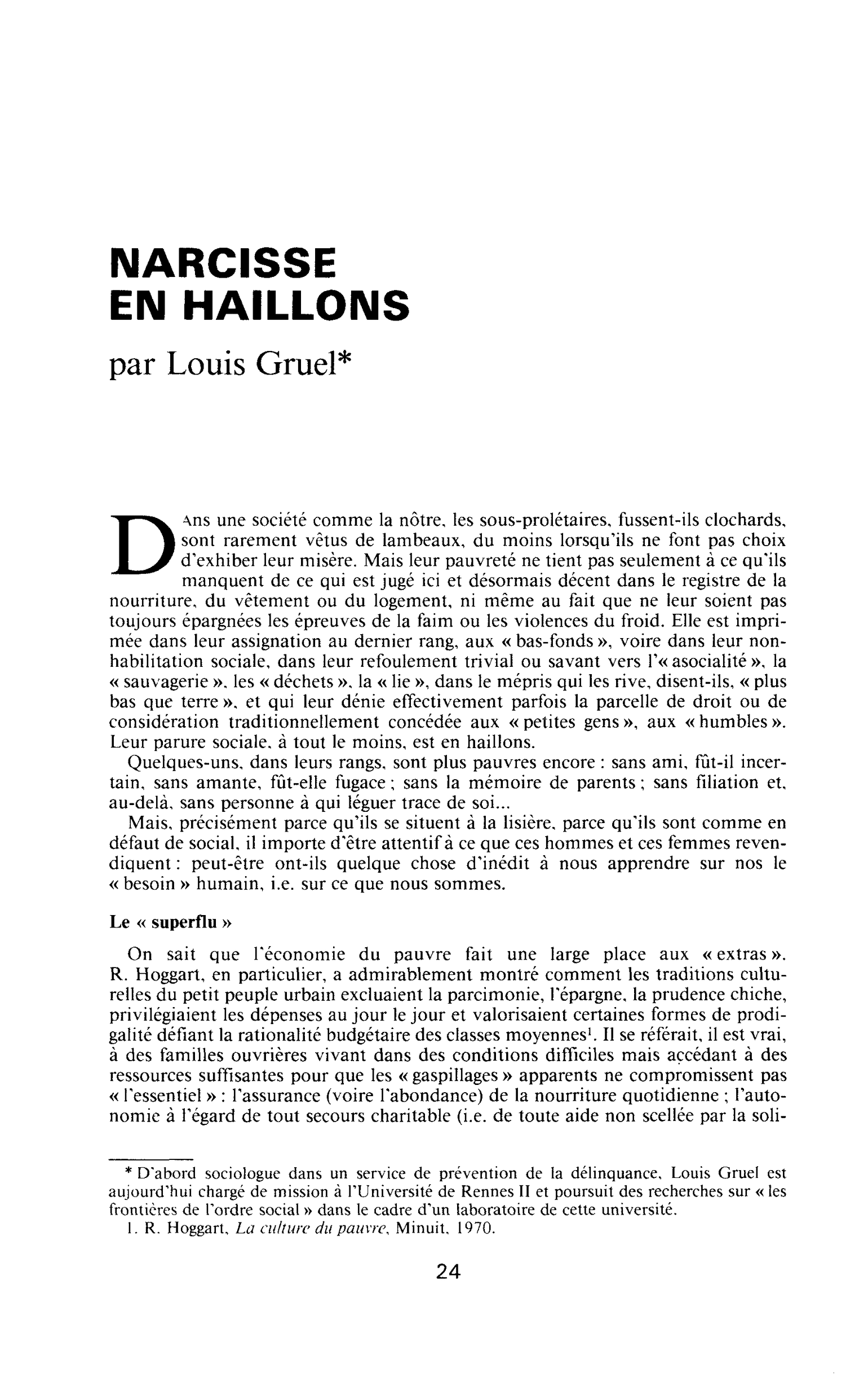 Narcisse en haillons