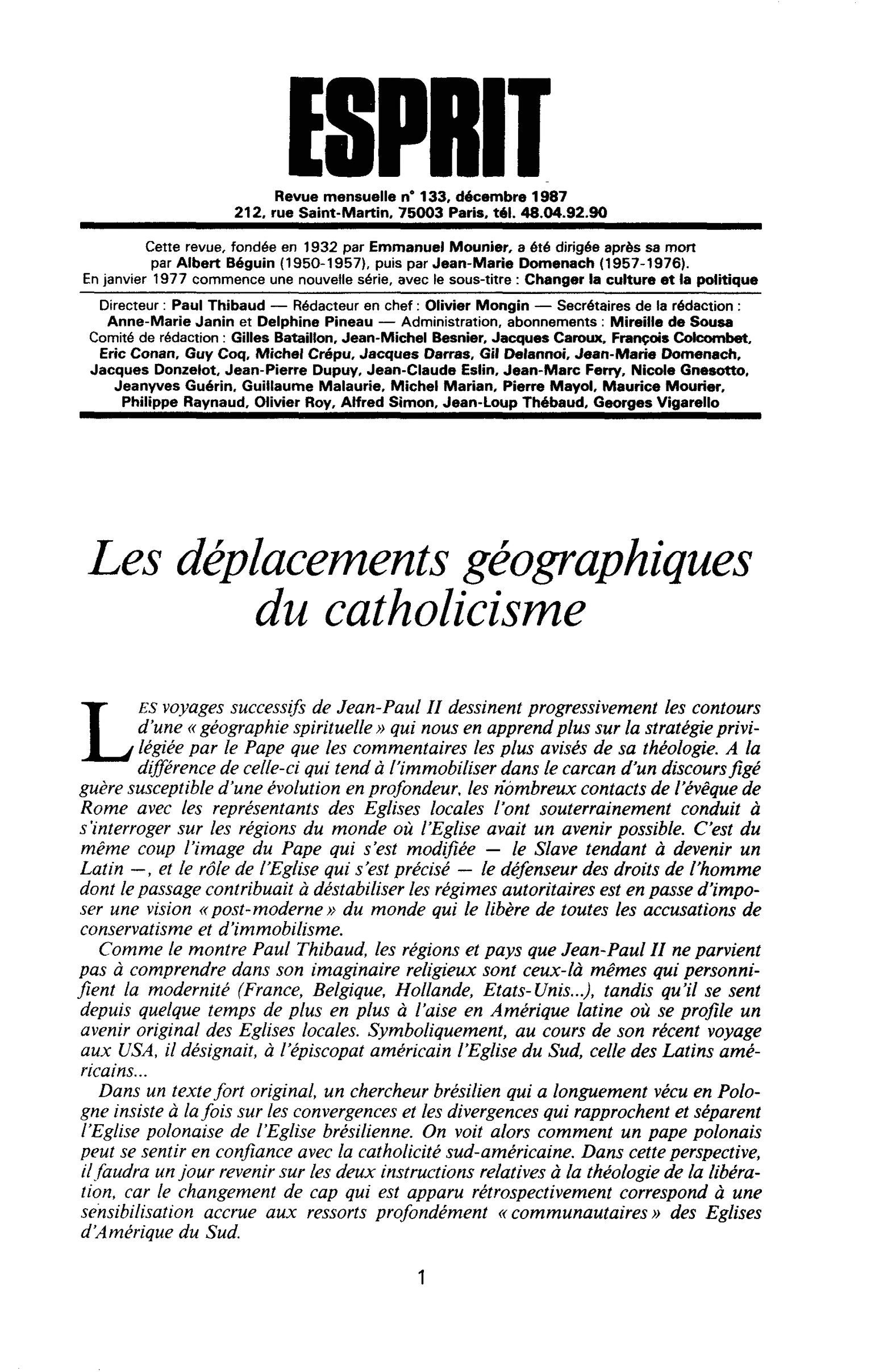 Introduction : les déplacements géographiques du catholicisme
