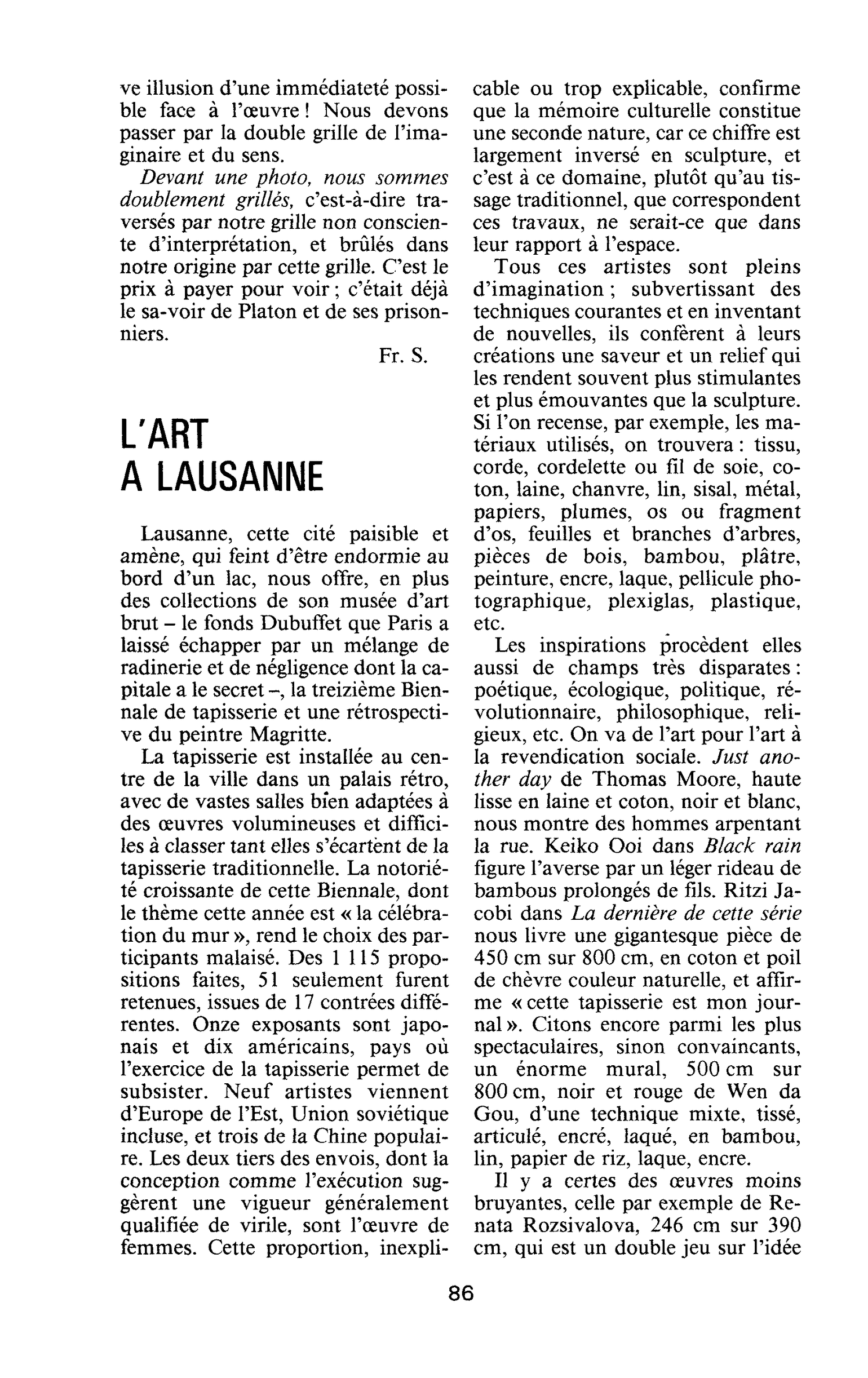 L’art à Lausanne