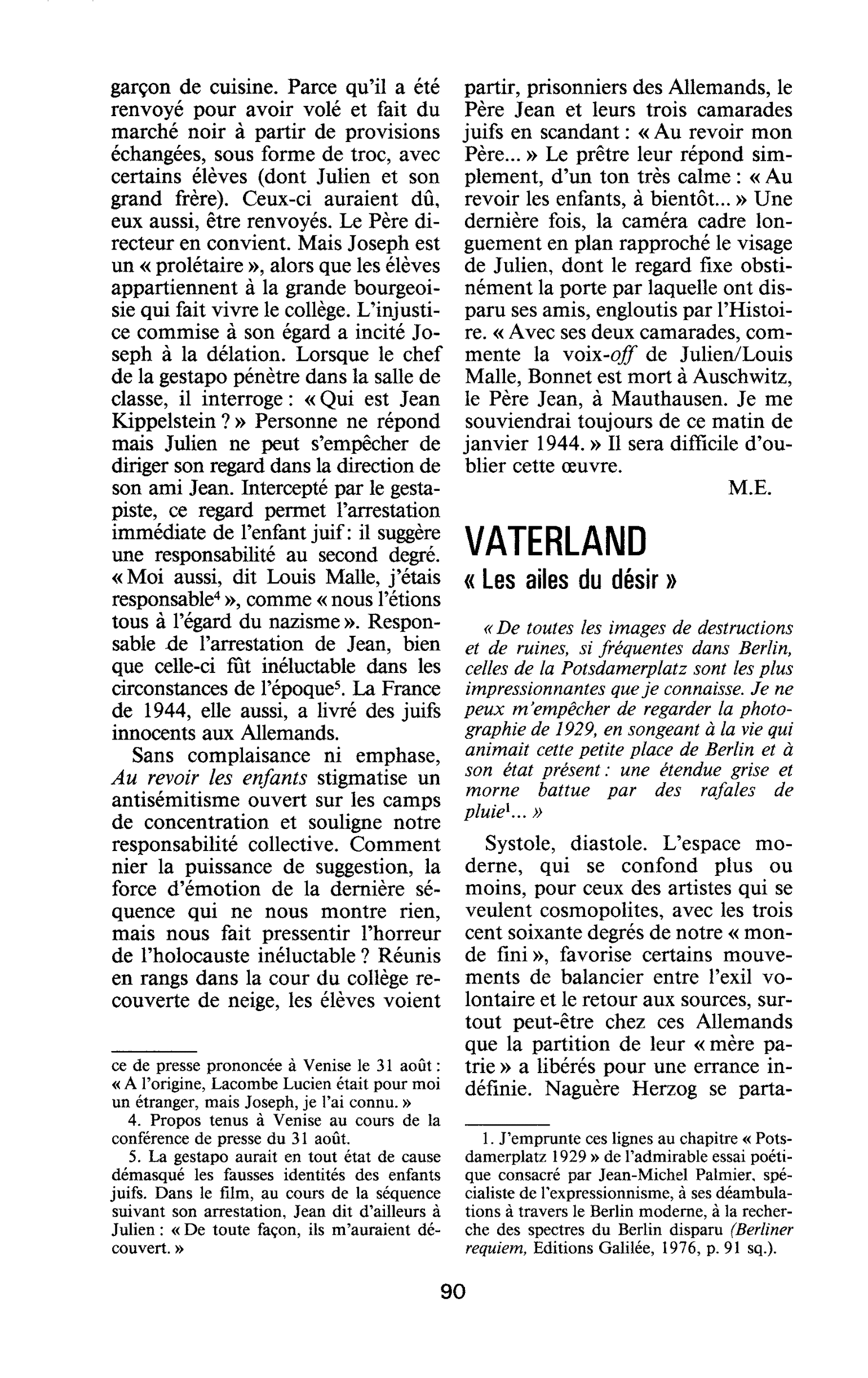 Vaterland. « Les ailes du désir »