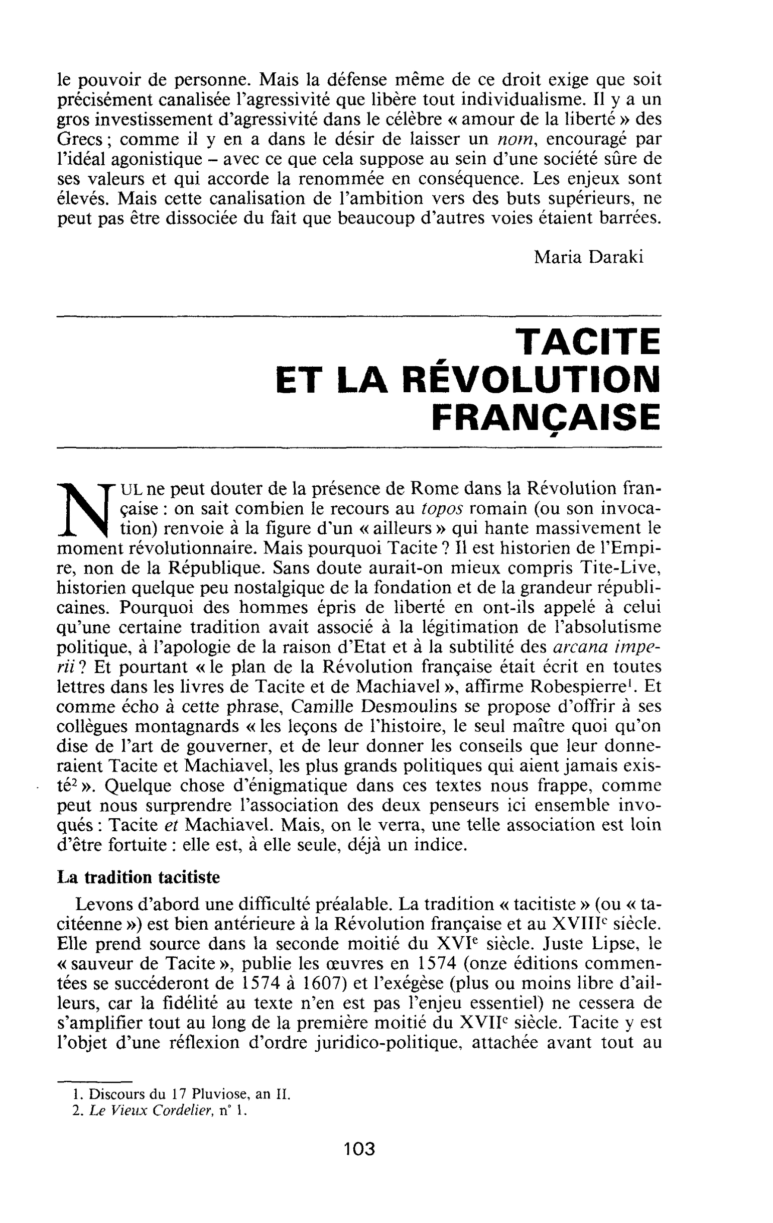 Tacite et la Révolution française