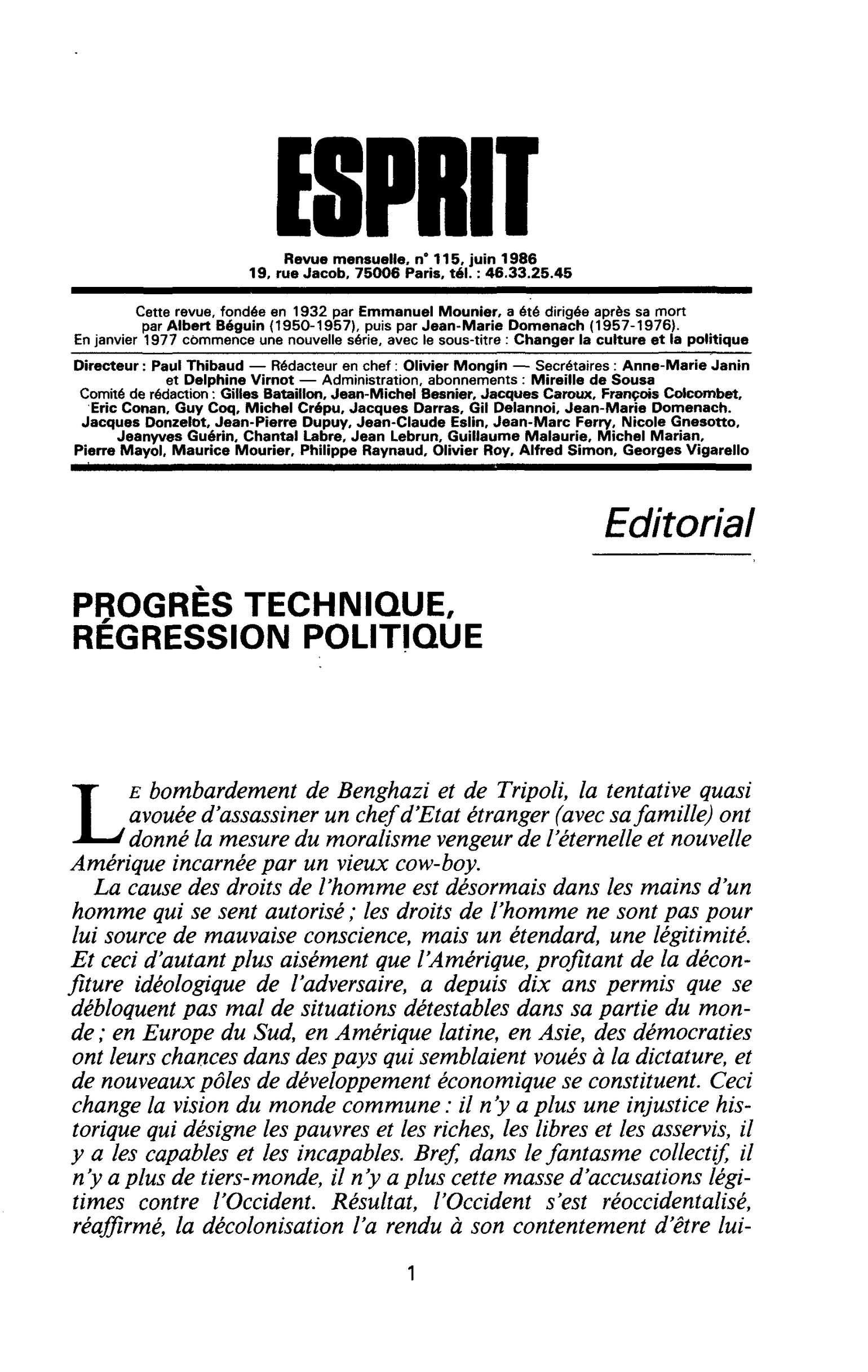 Progrès technique et régression politique