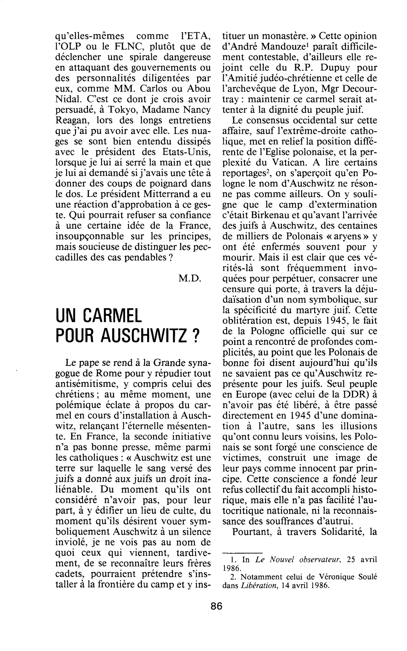 Un carmel pour Auschwitz?