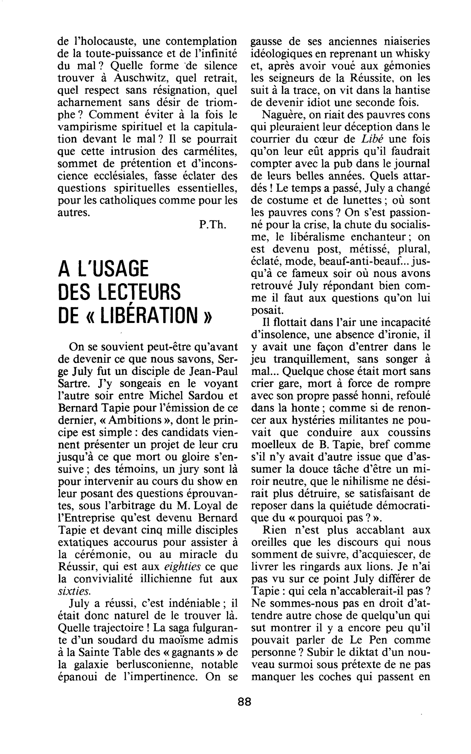 A l’usage des lecteurs de « Libération »