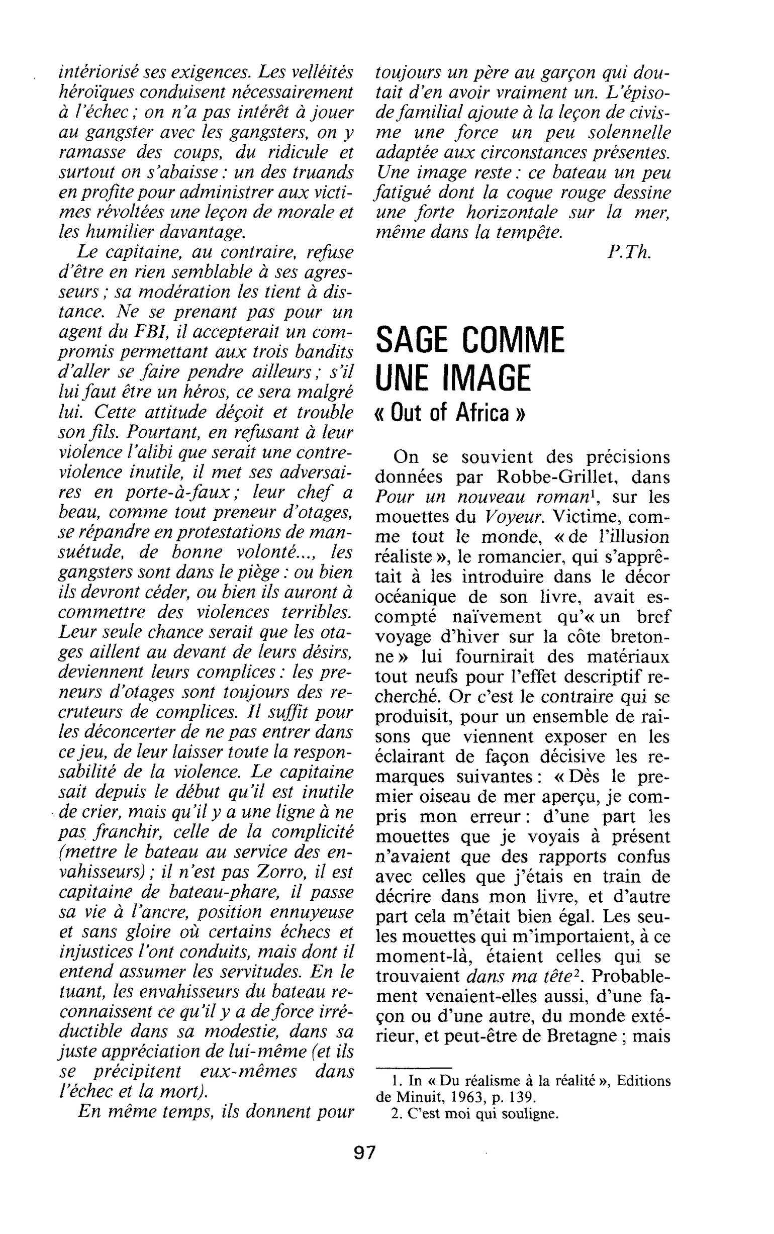 Sage comme une image - « Out of africa »