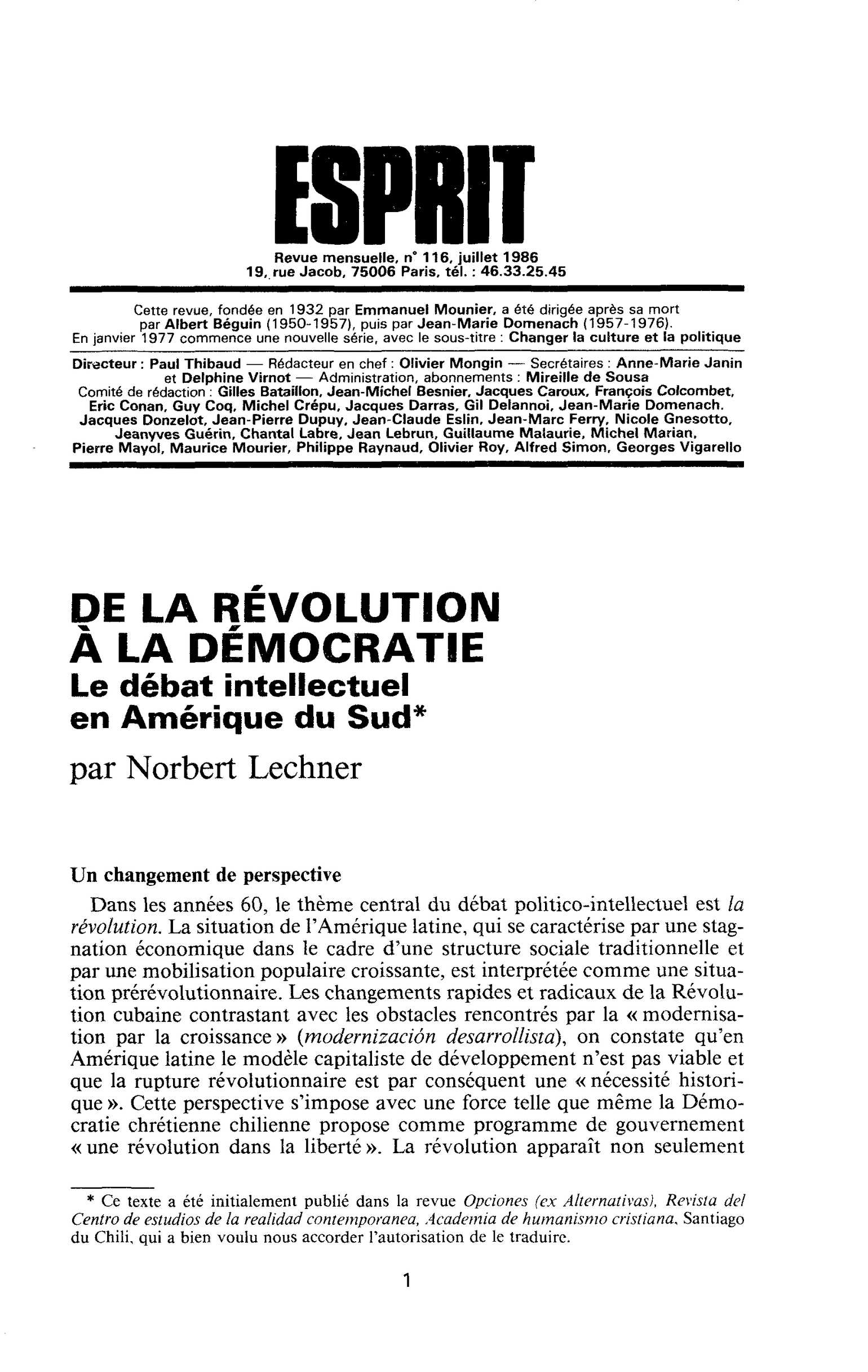 De la révolution à la démocratie - Le débat intellectuel en Amérique du Sud