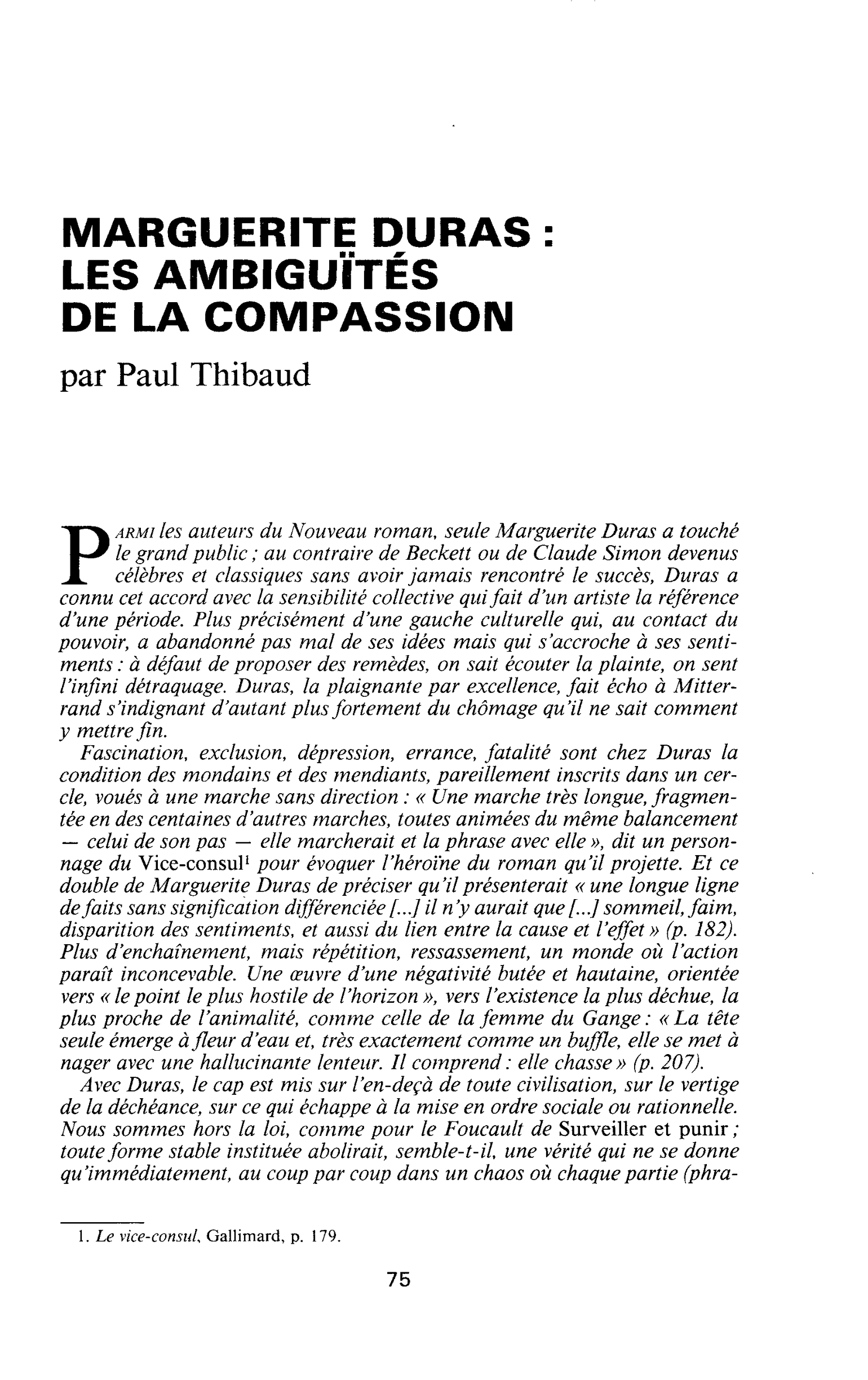Marguerite Duras: les ambiguïtés de la compassion
