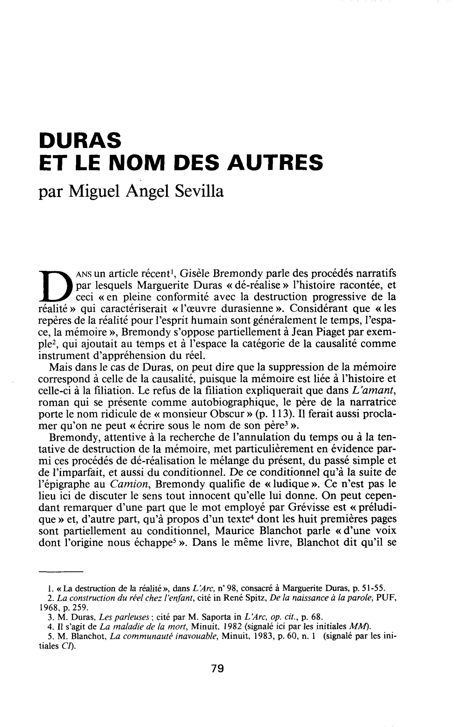 Duras et le nom des autres