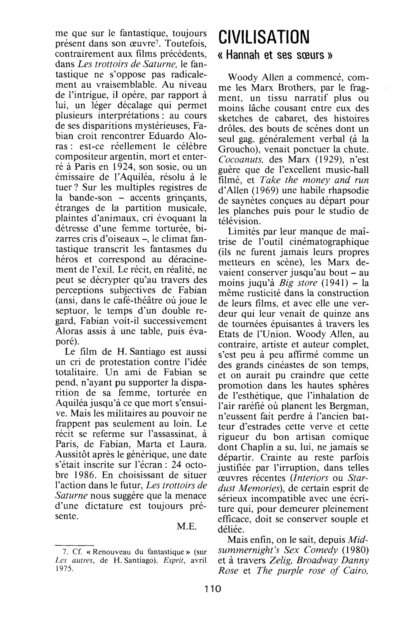 Civilisation - « Hannah et ses soeurs »