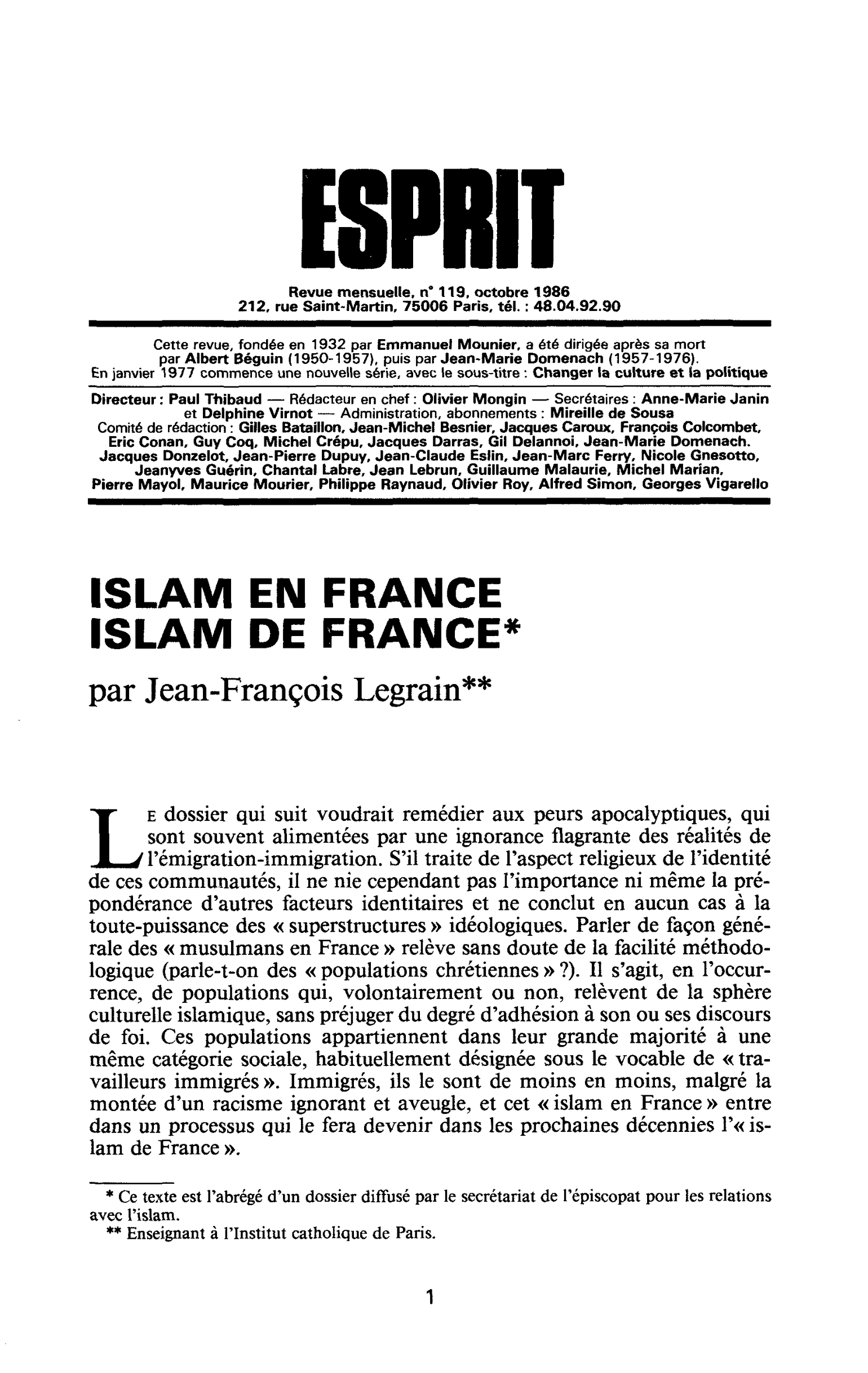 Islam en France, islam de France