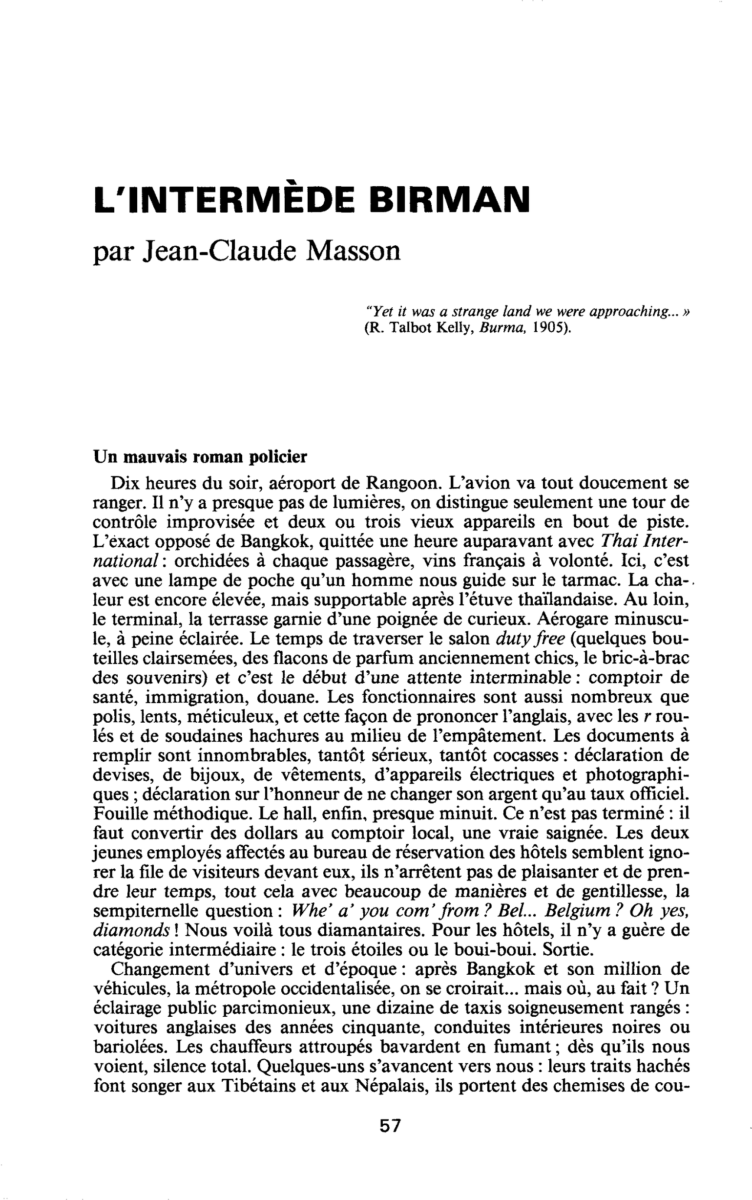 L’intermède birman