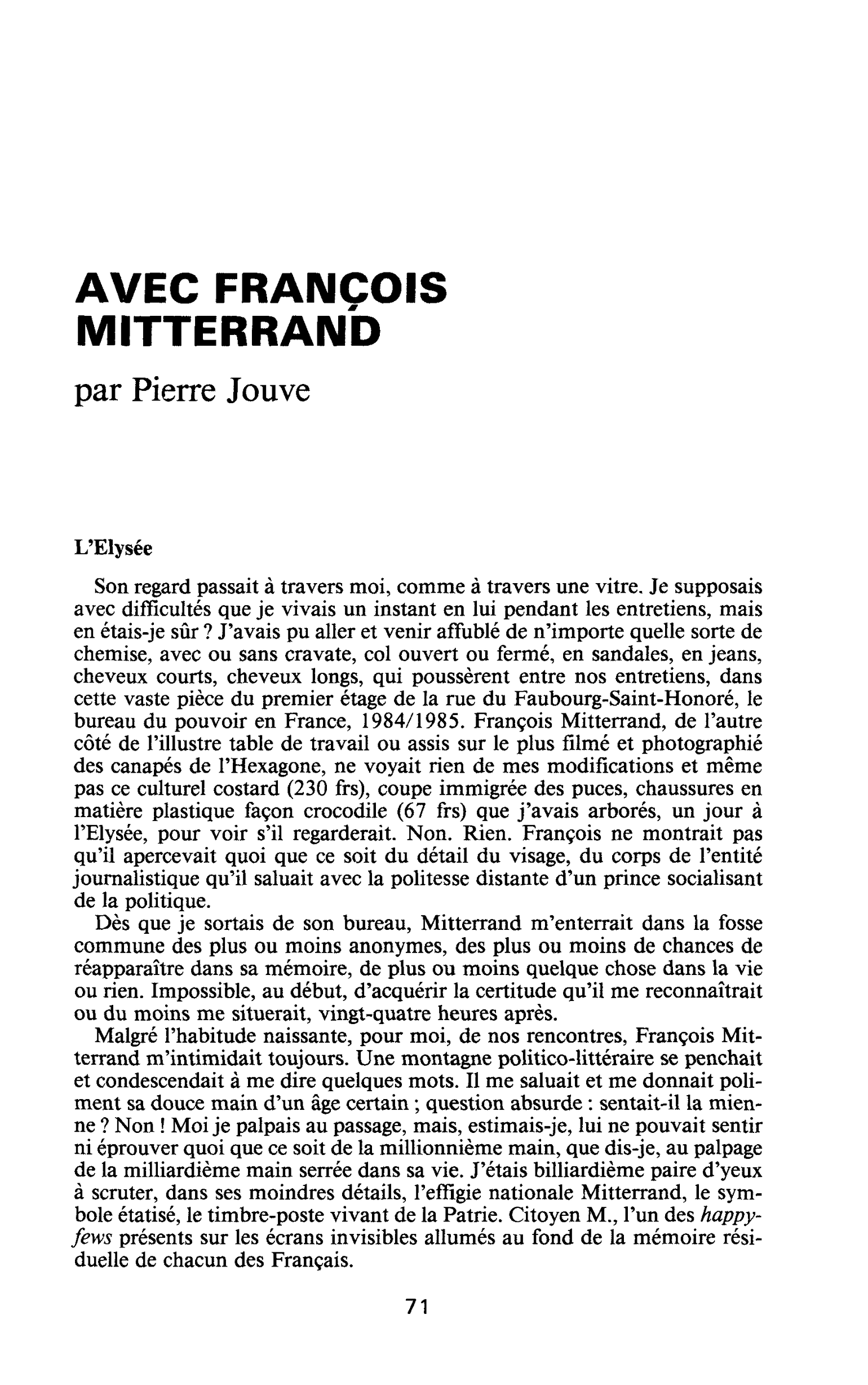 Avec François Mitterrand