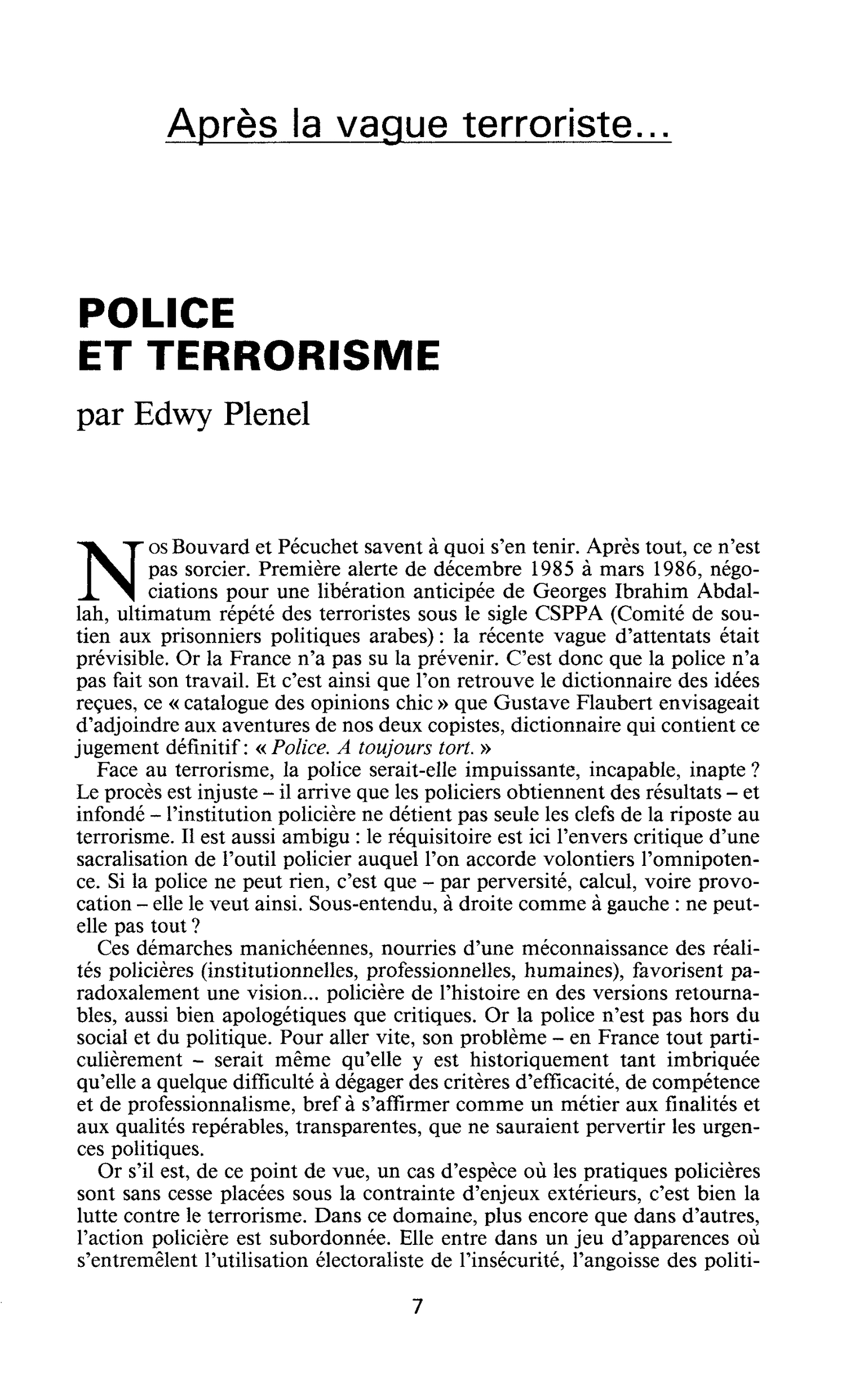 Police et terrorisme