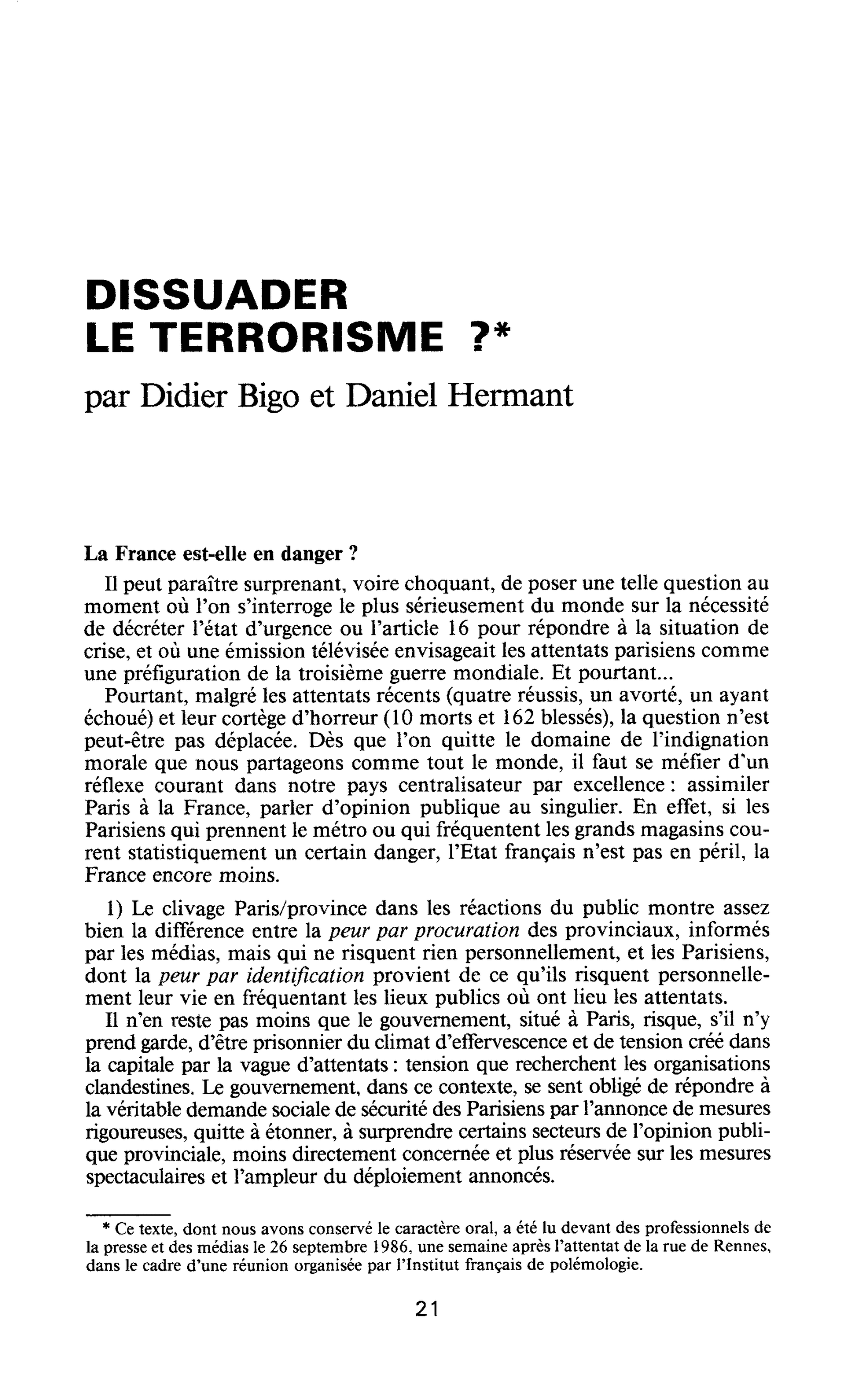 Dissuader le terrorisme?
