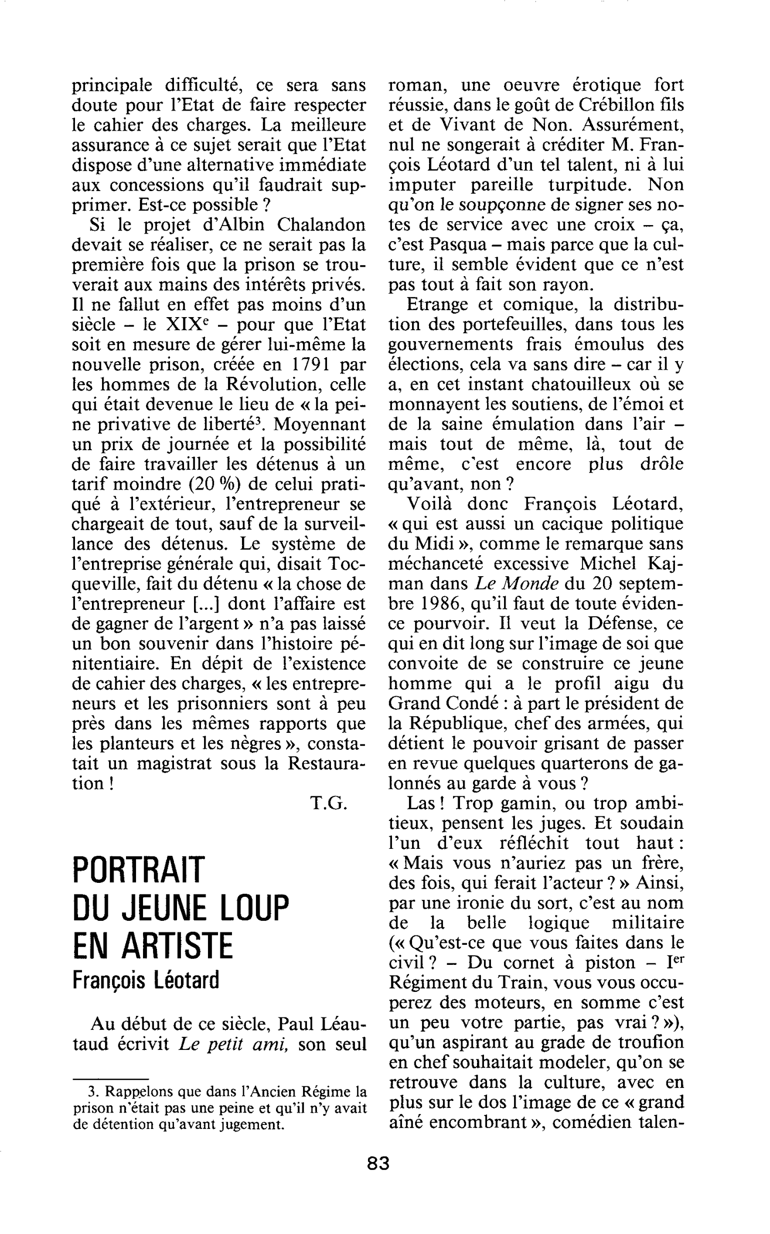 Portrait du jeune loup en artiste - François Léotard