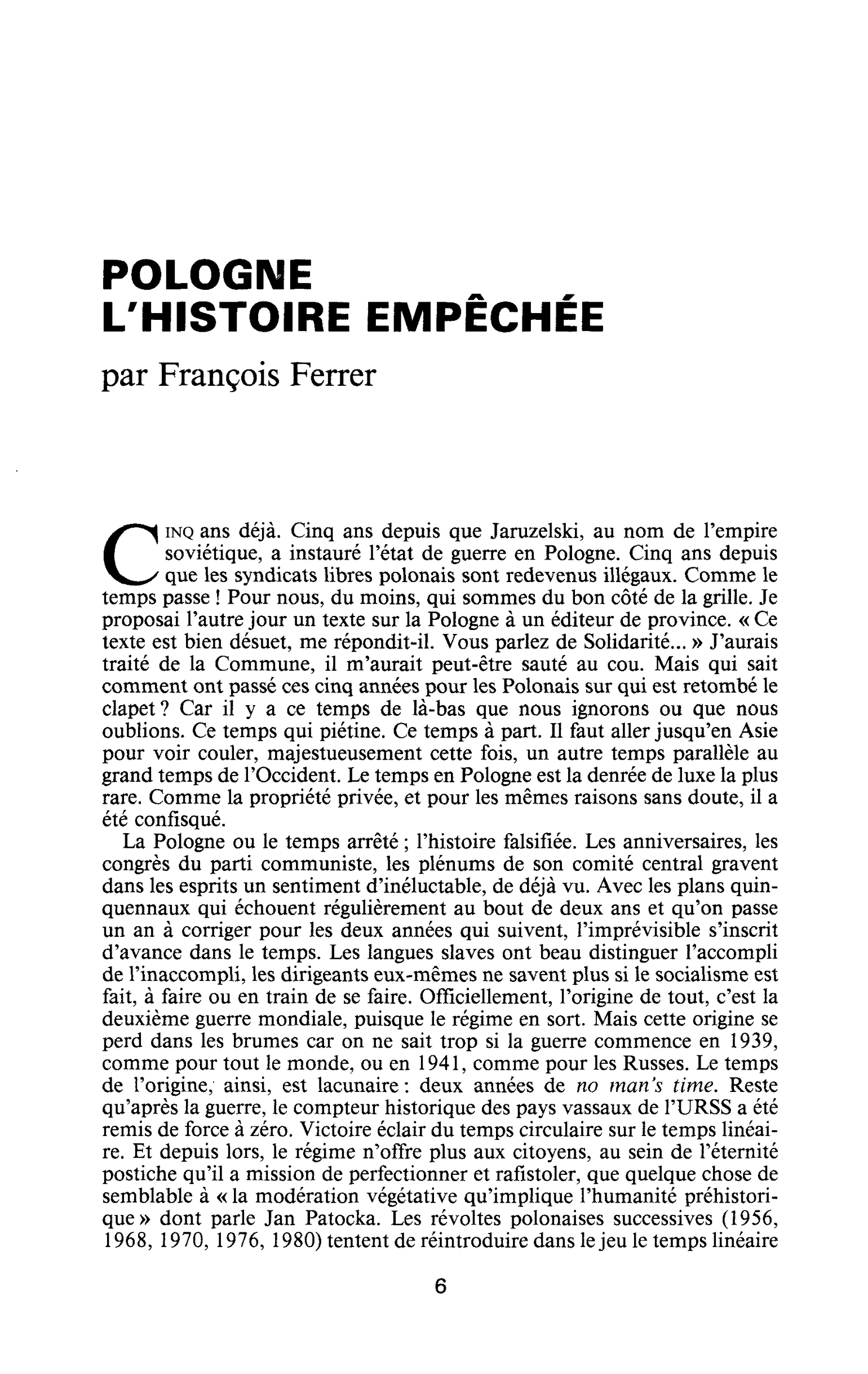 Pologne, l’histoire empêchée