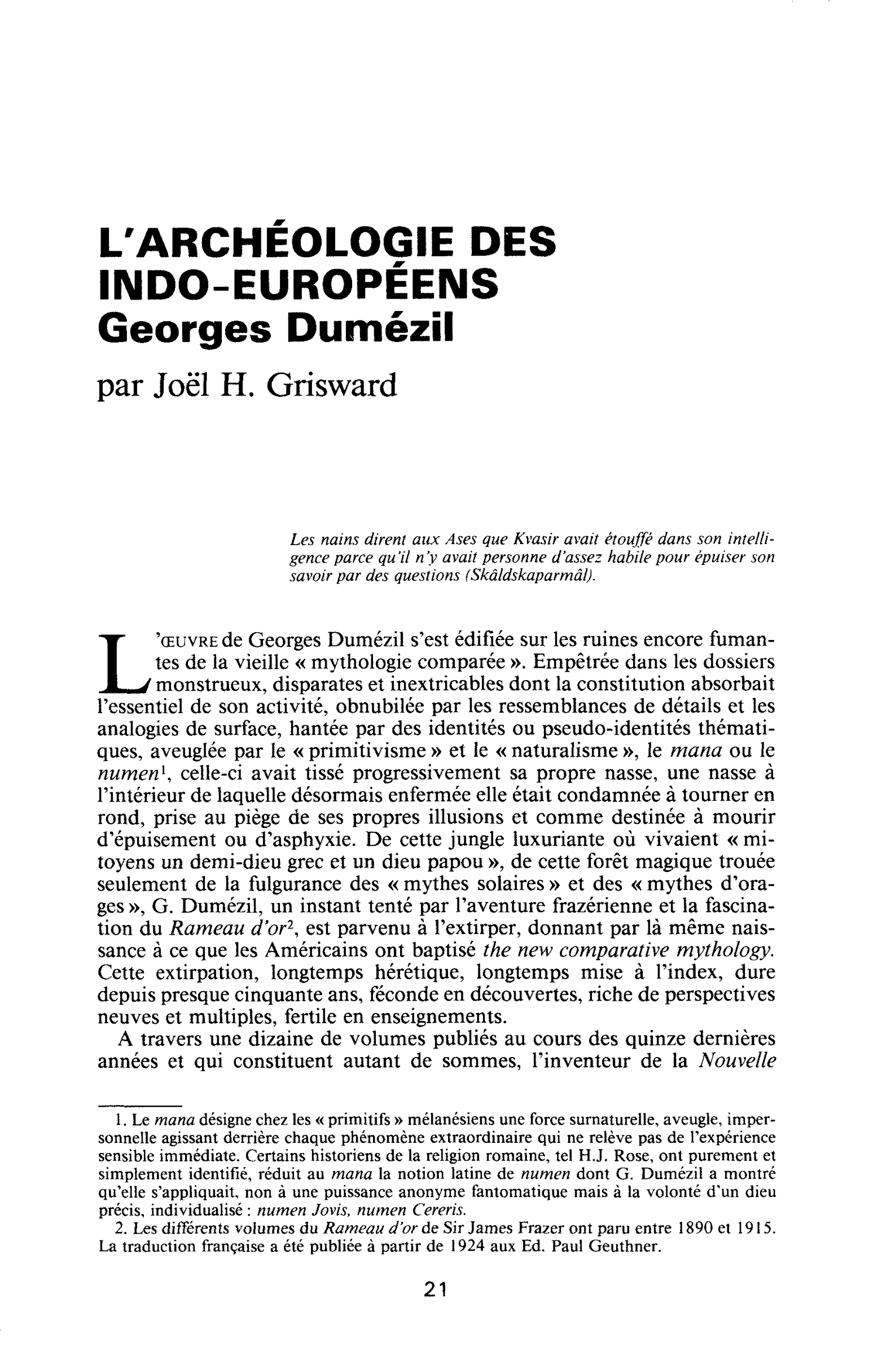 L’archéologie des indo-européens - Georges Dumézil