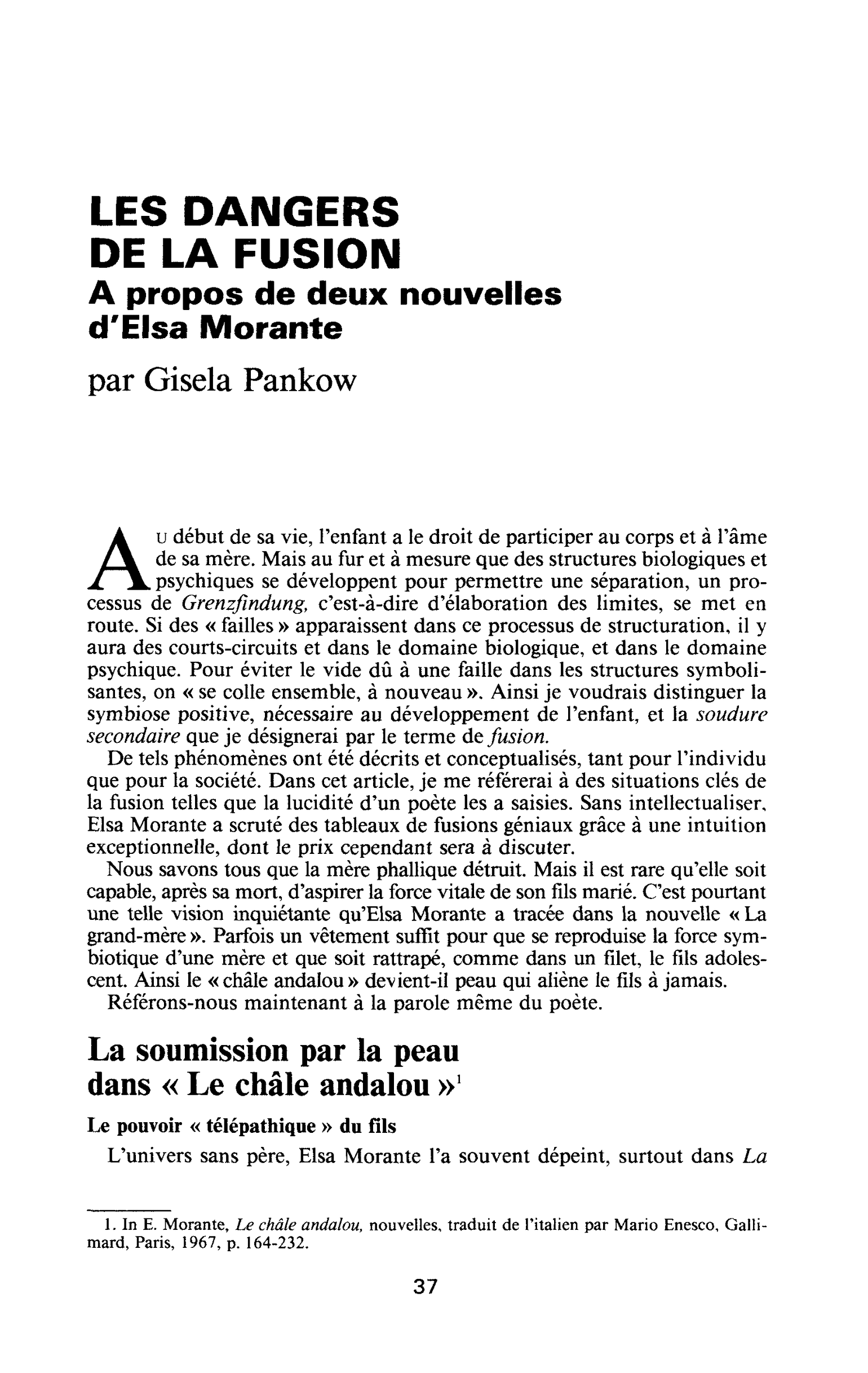 Les dangers de la fusion - A propos de deux nouvelles d’Elsa Morante