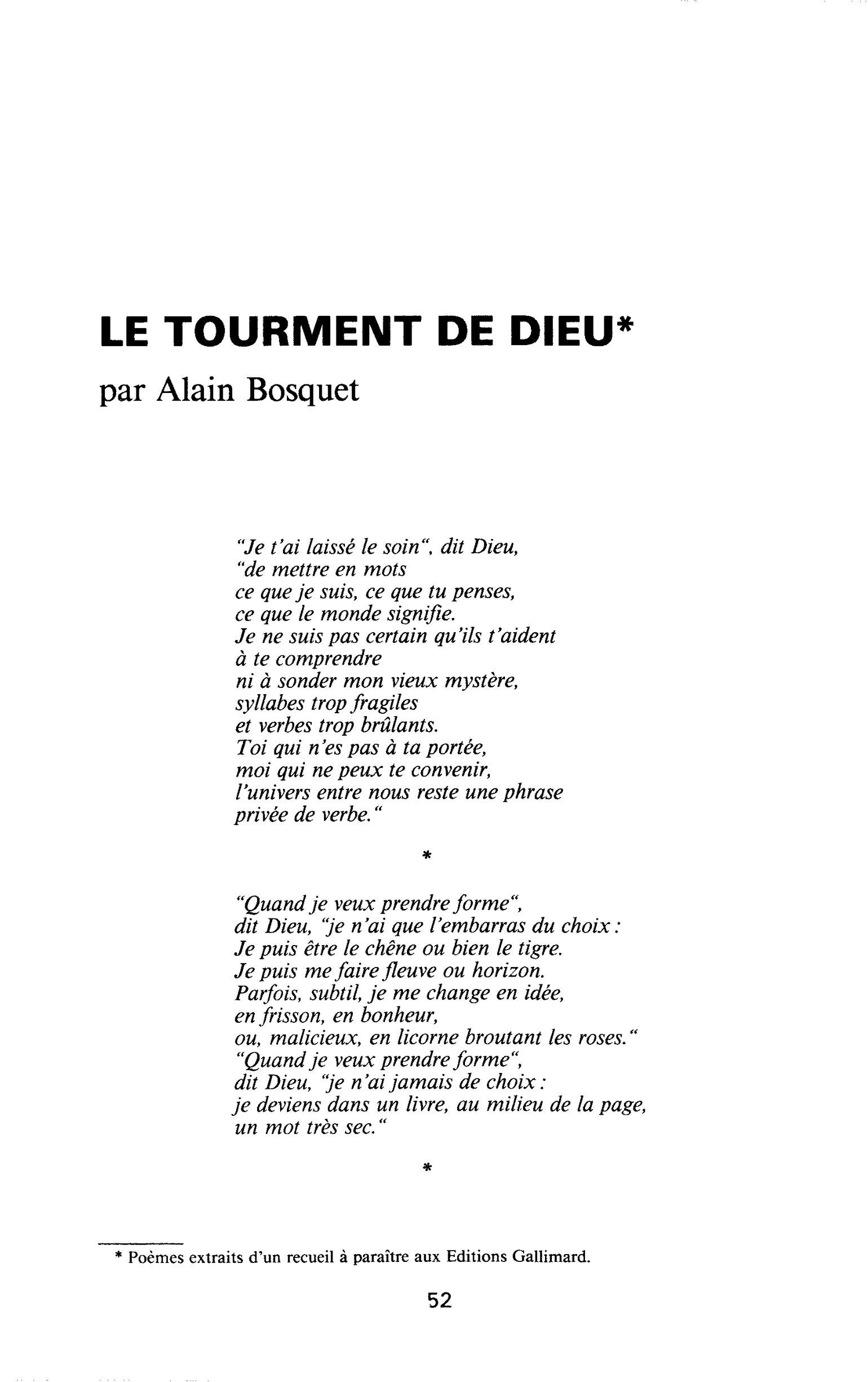 Le tourment de Dieu