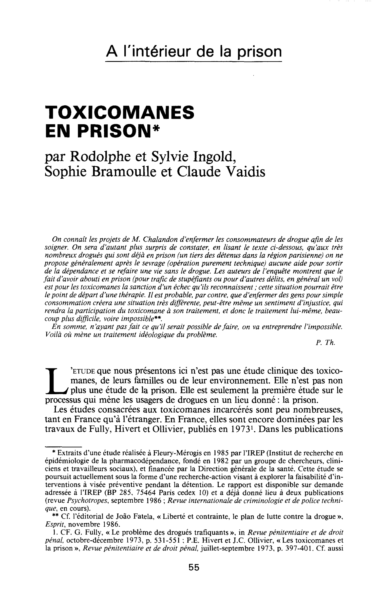 Toxicomanes en prison