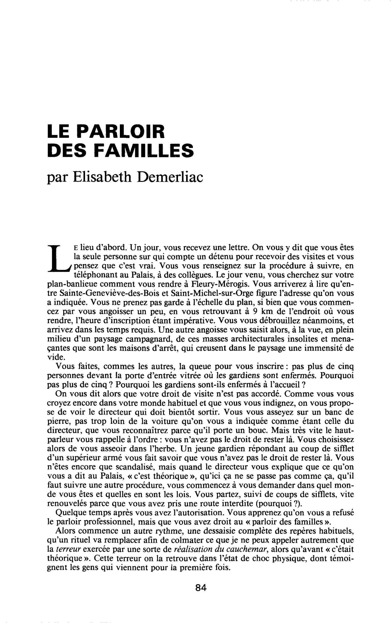 Le parloir des familles