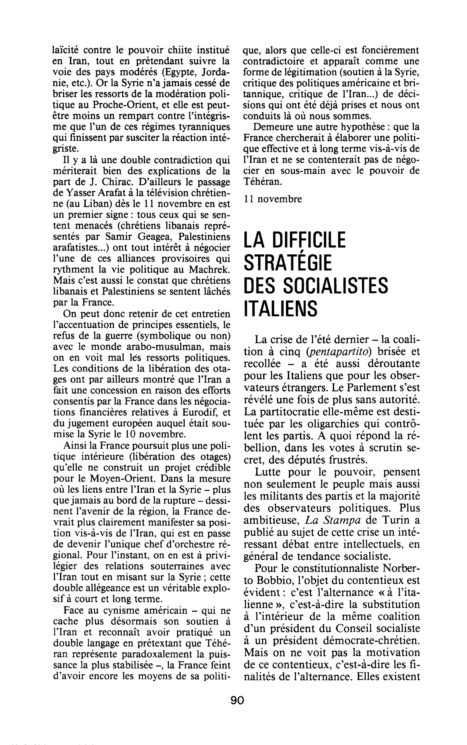 La difficile stratégie des socialistes italiens
