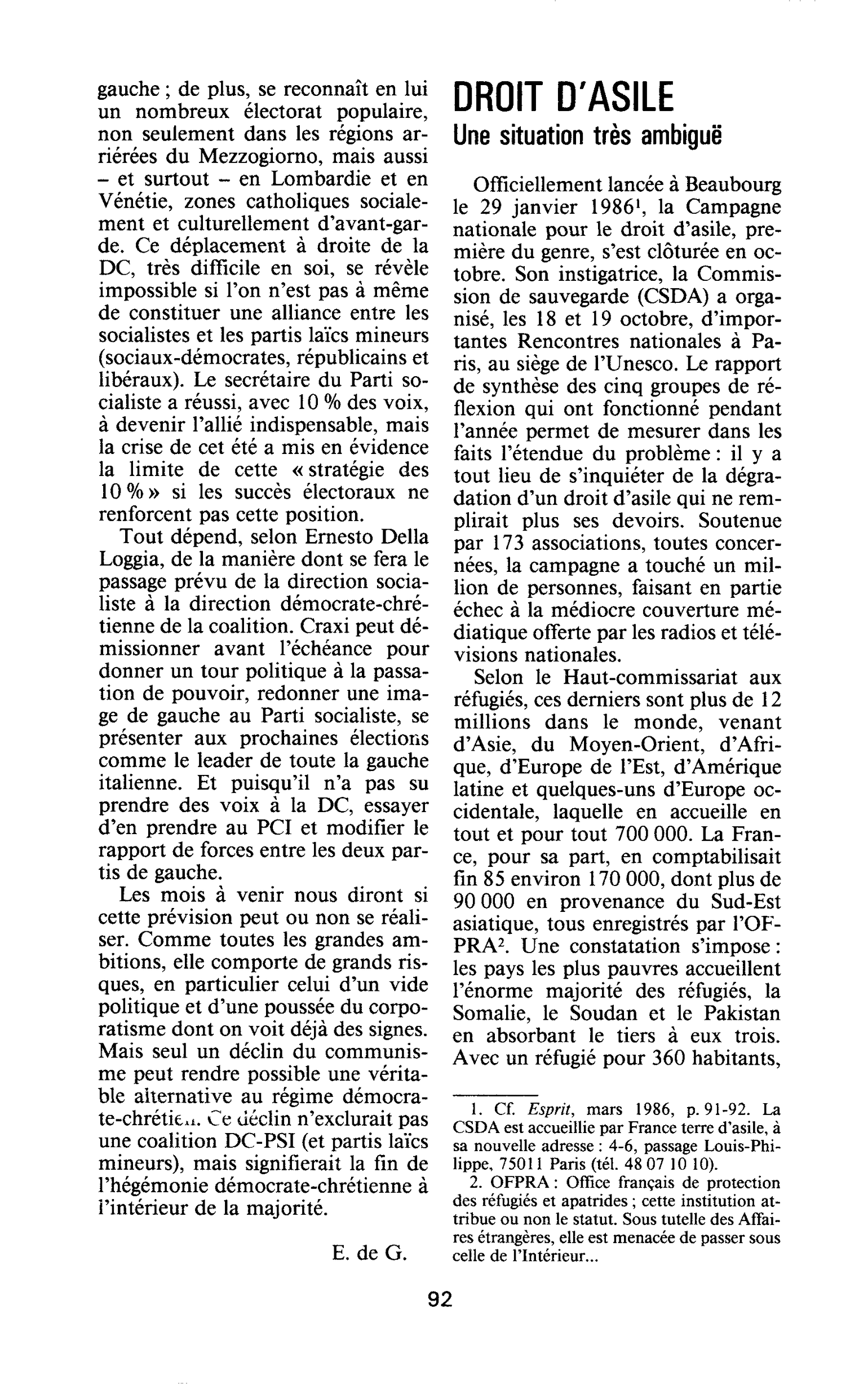 Droit d’asile - Une situation très ambiguë