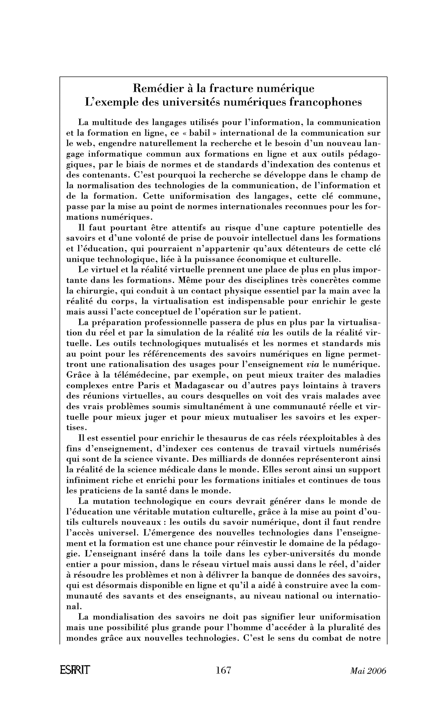 Encadré : Remédier à la fracture numérique. L’exemple des universités numériques francophones