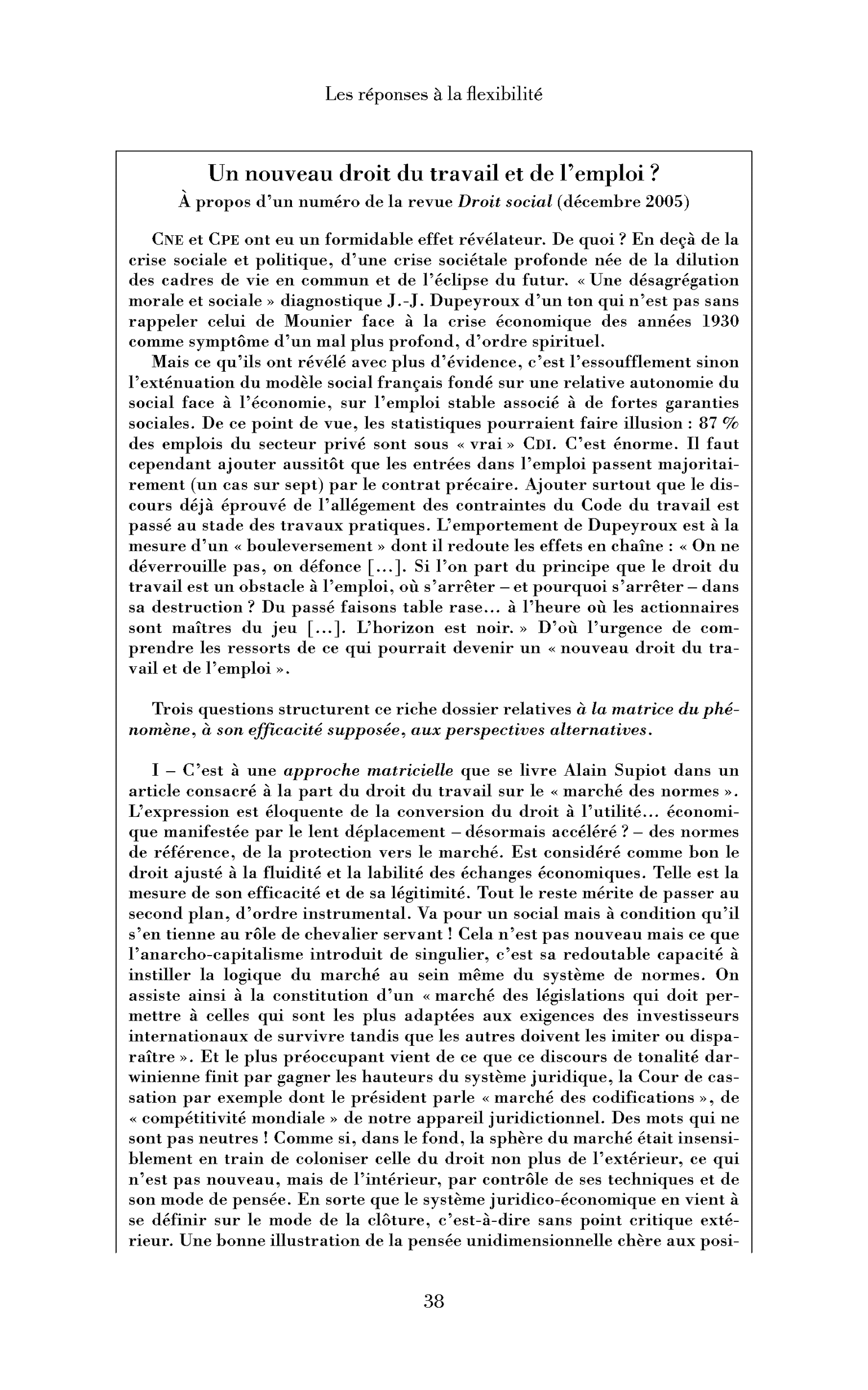 Encadré : Un nouveau droit du travail et de l’emploi ? À propos d’un numéro de la revue Droit social