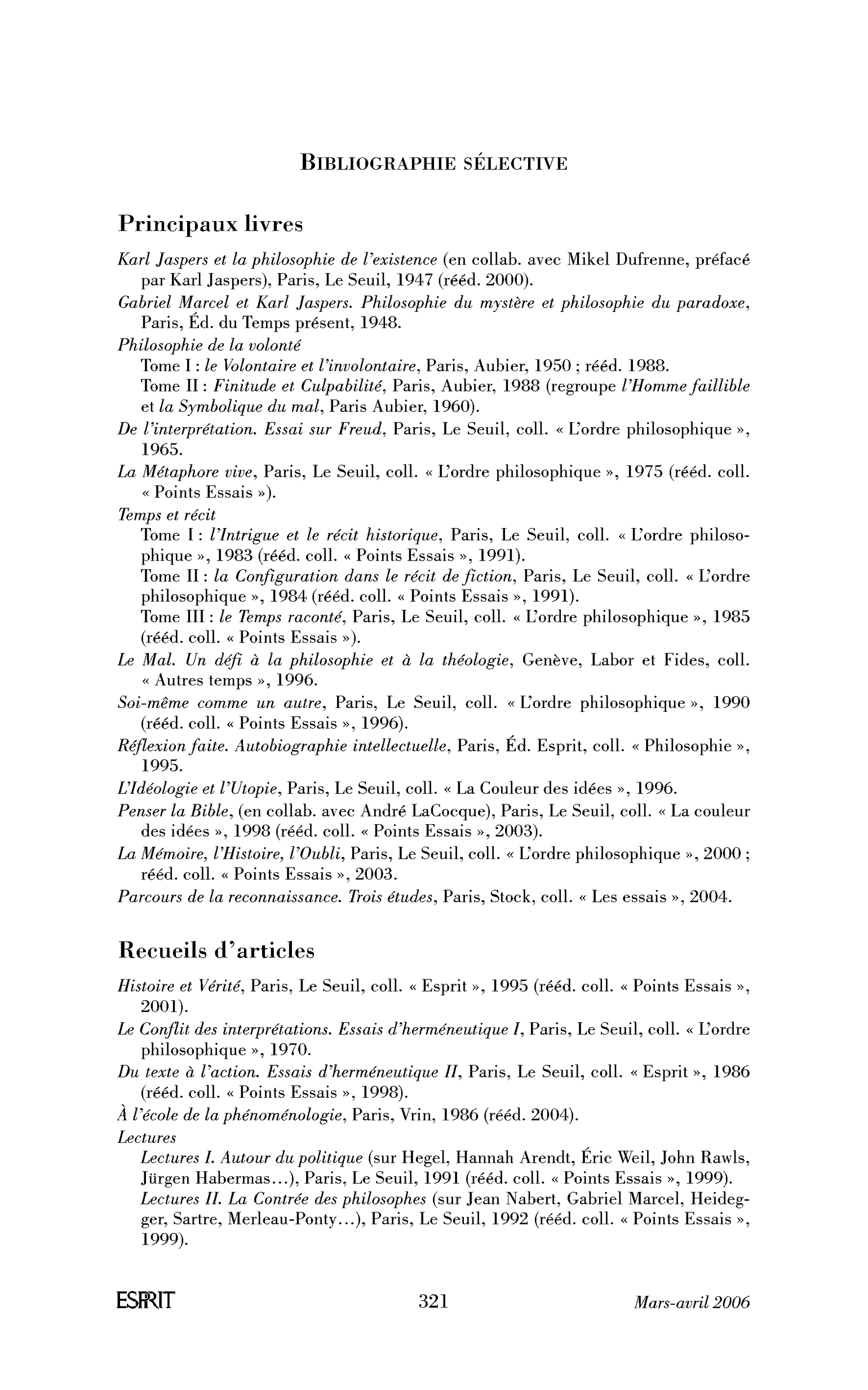 Bibliographie sélective