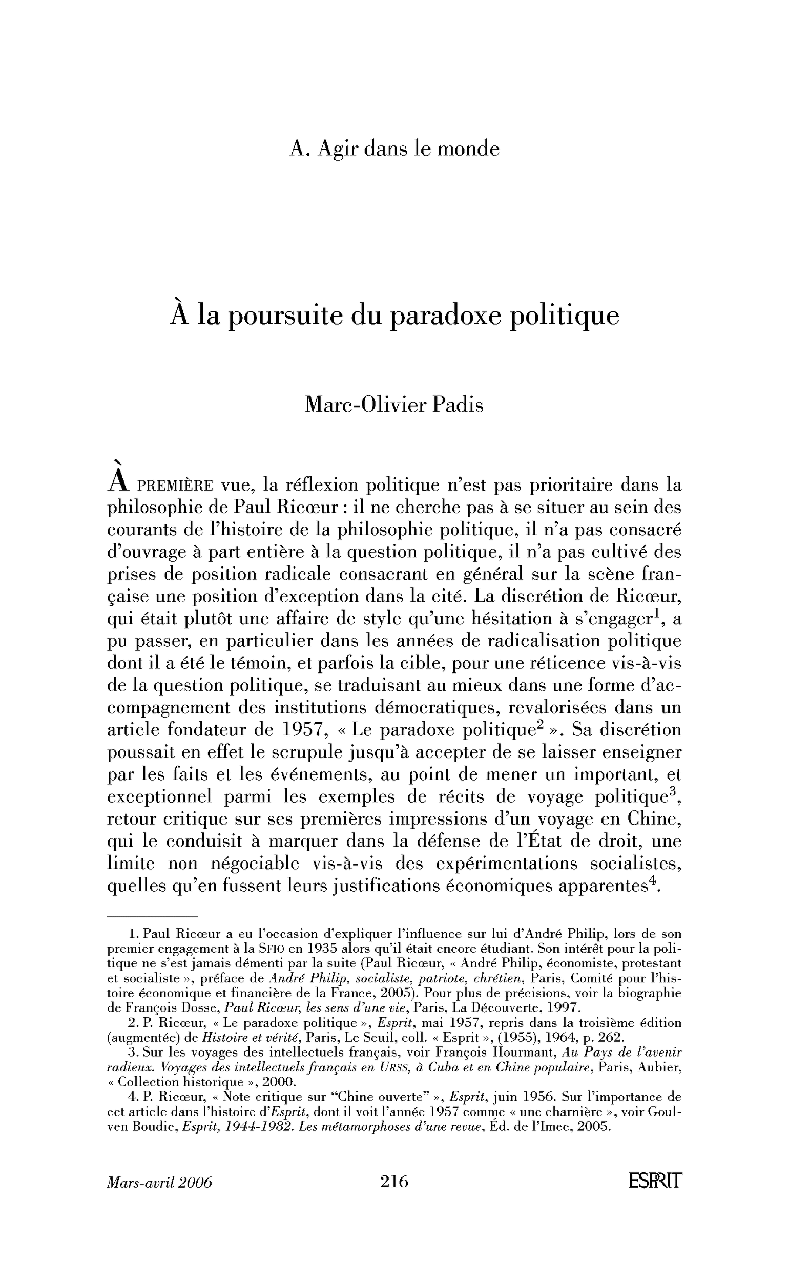 À la poursuite du paradoxe politique