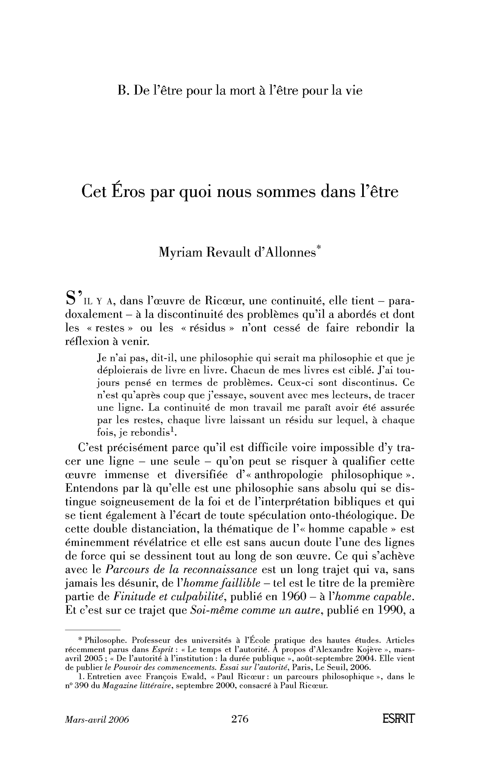 Cet Éros par quoi nous sommes dans l’être