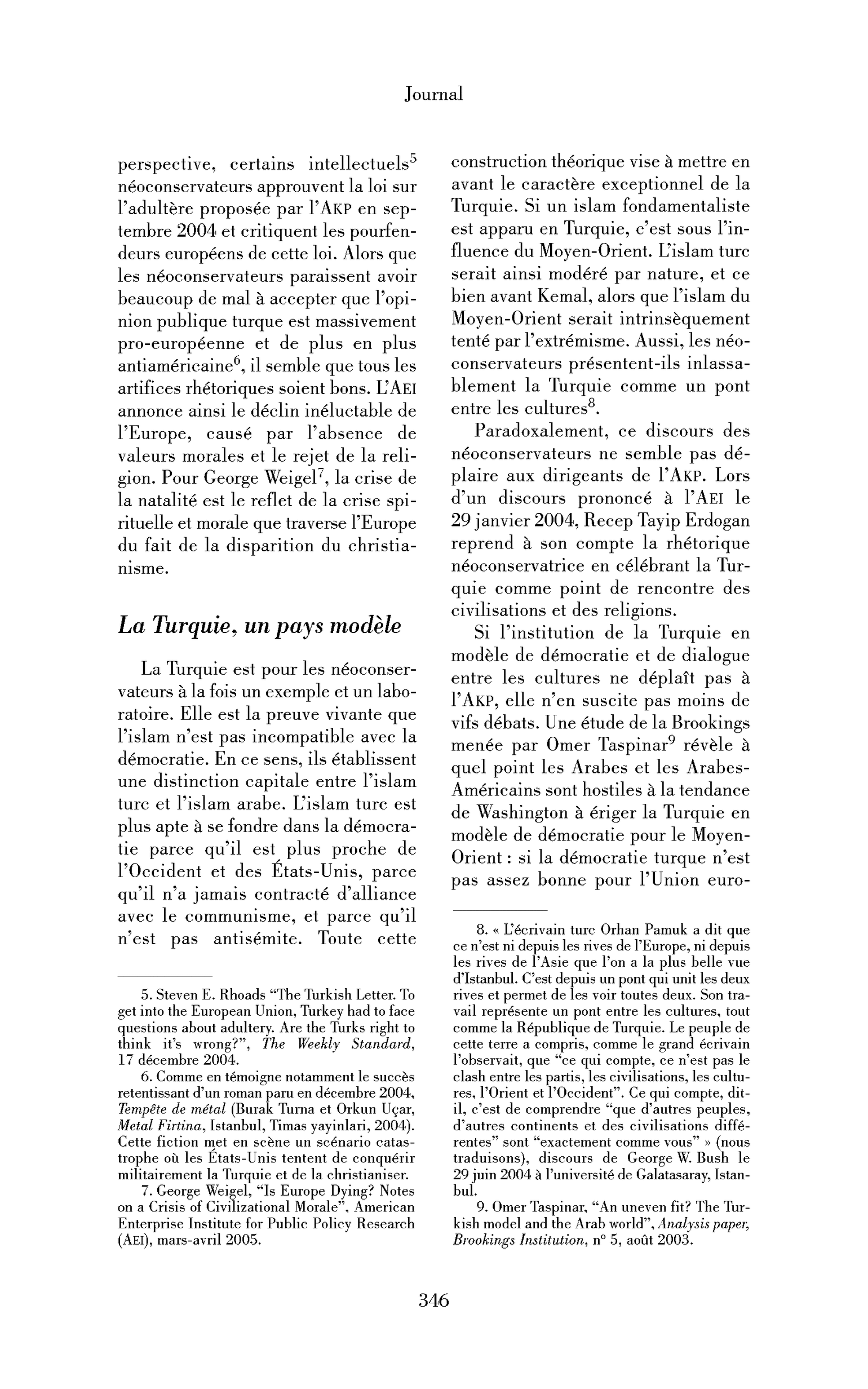 La Turquie et l’Union européenne : le discours des néoconservateurs américains