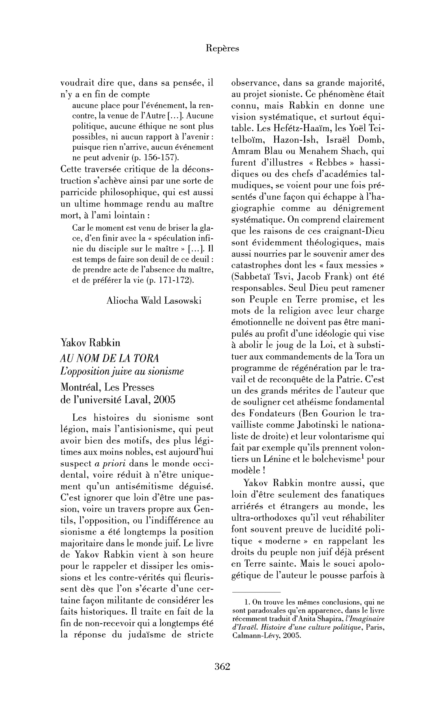 Yakov Rabkin : Au nom de la Tora. L’opposition juive au sionisme
