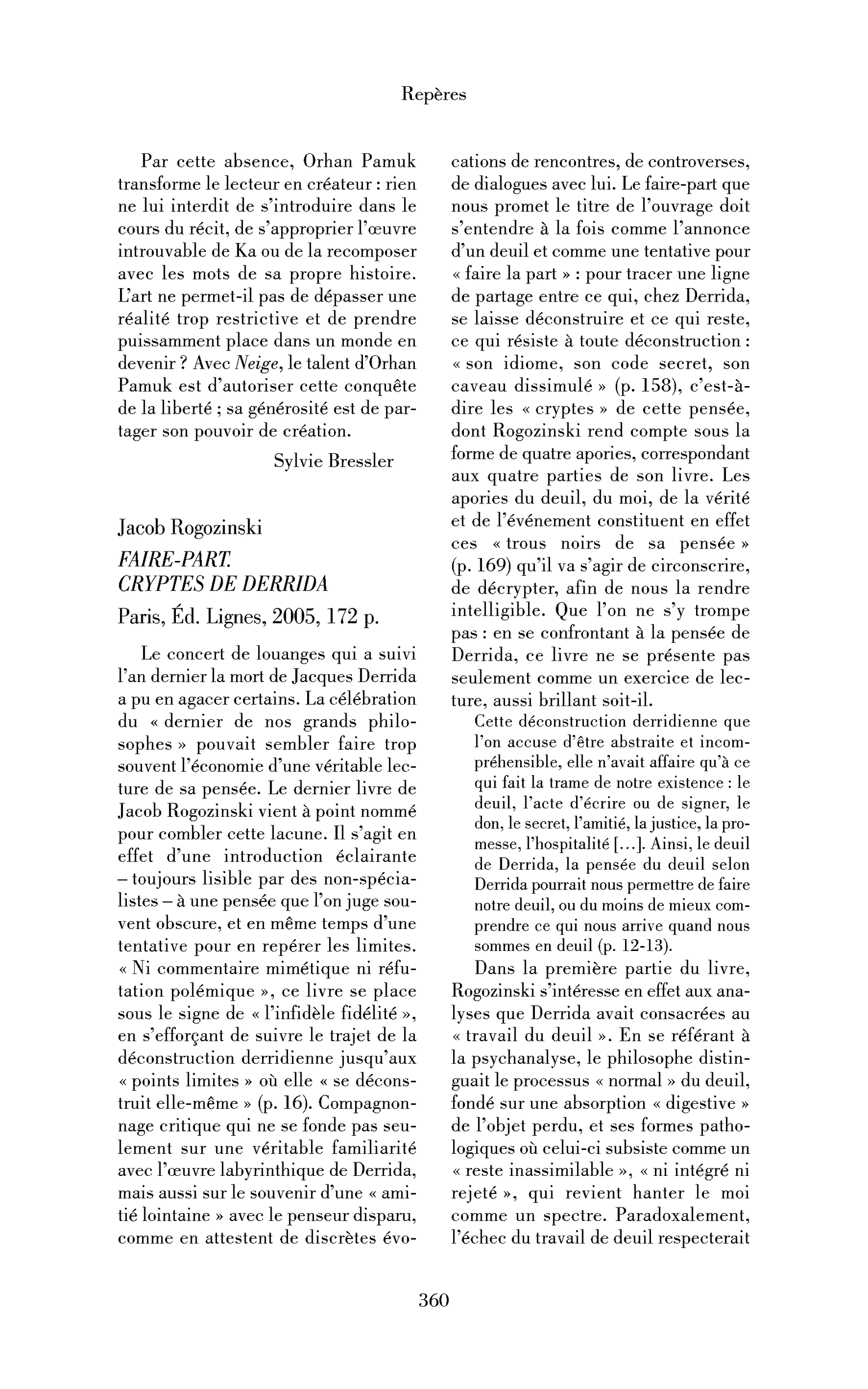 Jacob Rogozinski : Faire-part. Cryptes de Derrida