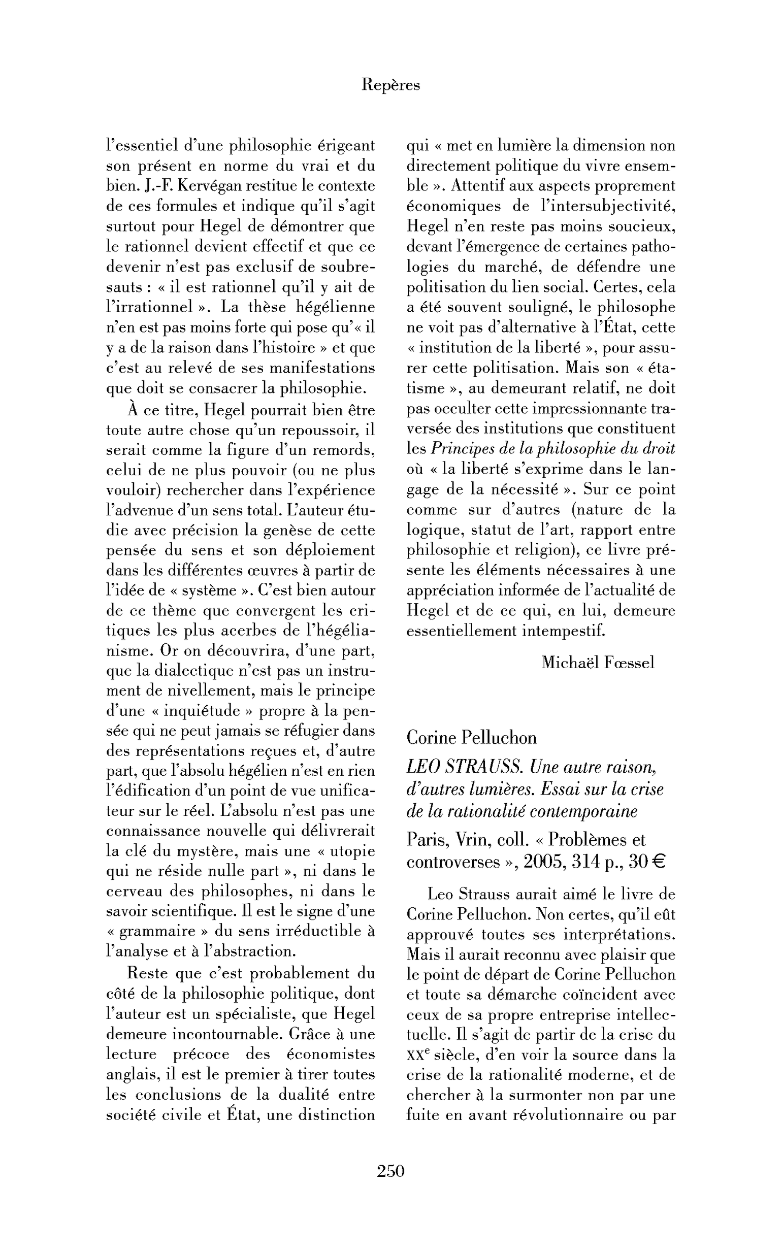 Corine Pelluchon: Leo Strauss. Une autre raison, d’autres lumières. Essai sur la crise de la rationalité contemporaine