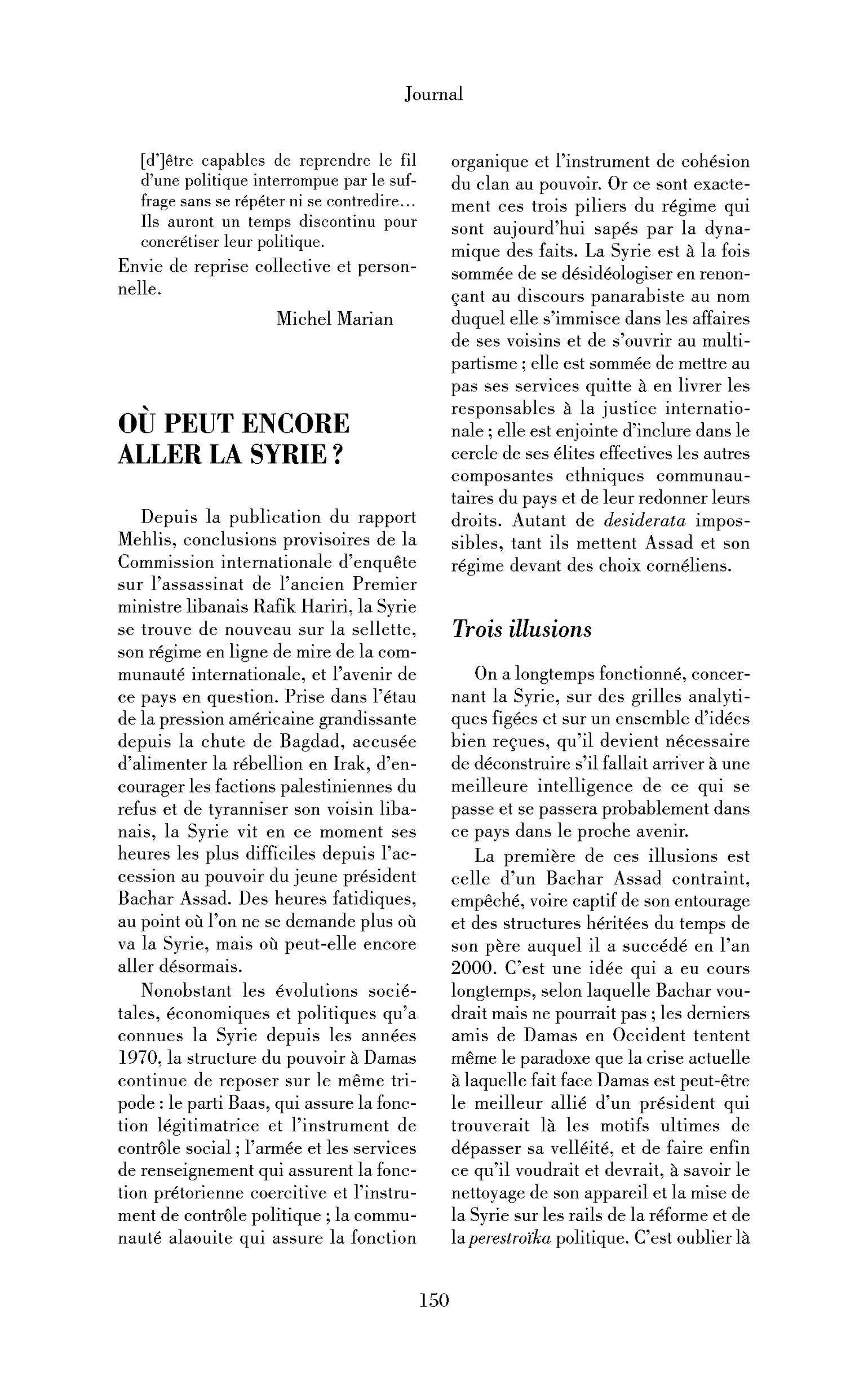 Où peut encore aller la Syrie ?