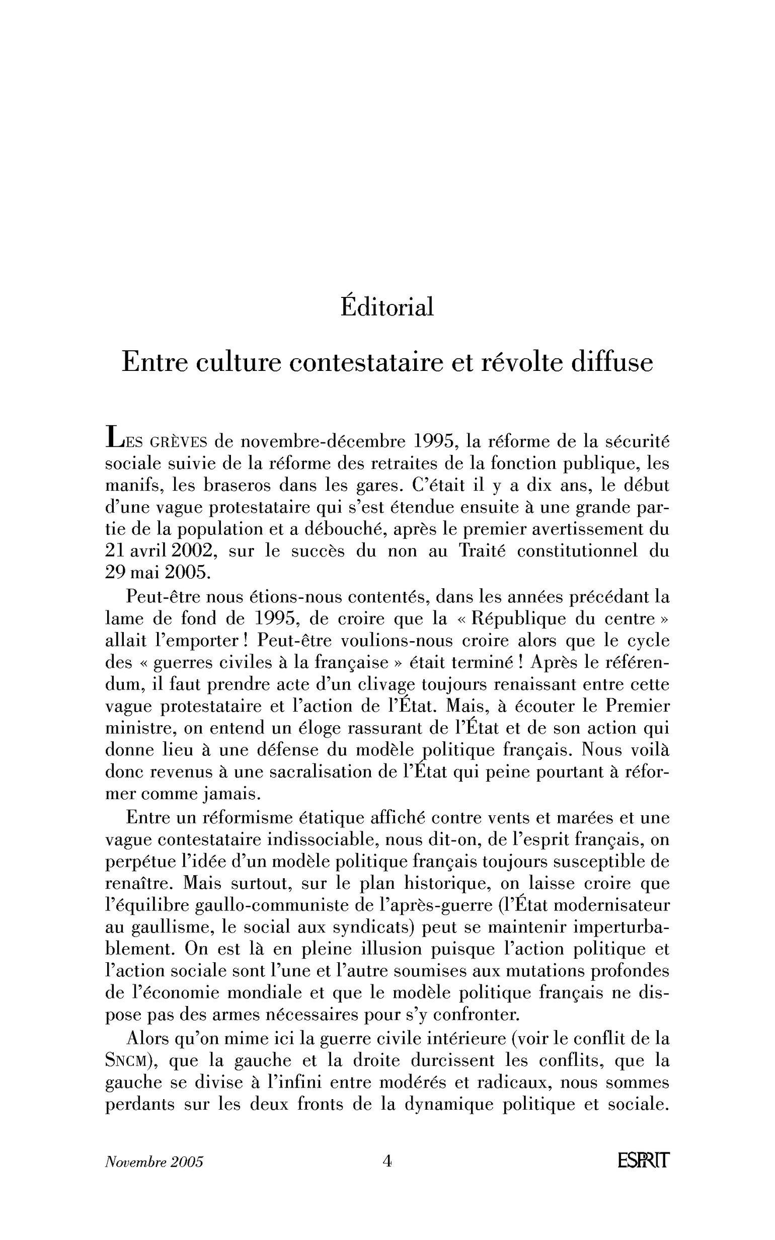 Entre culture contestataire et révolte diffuse
