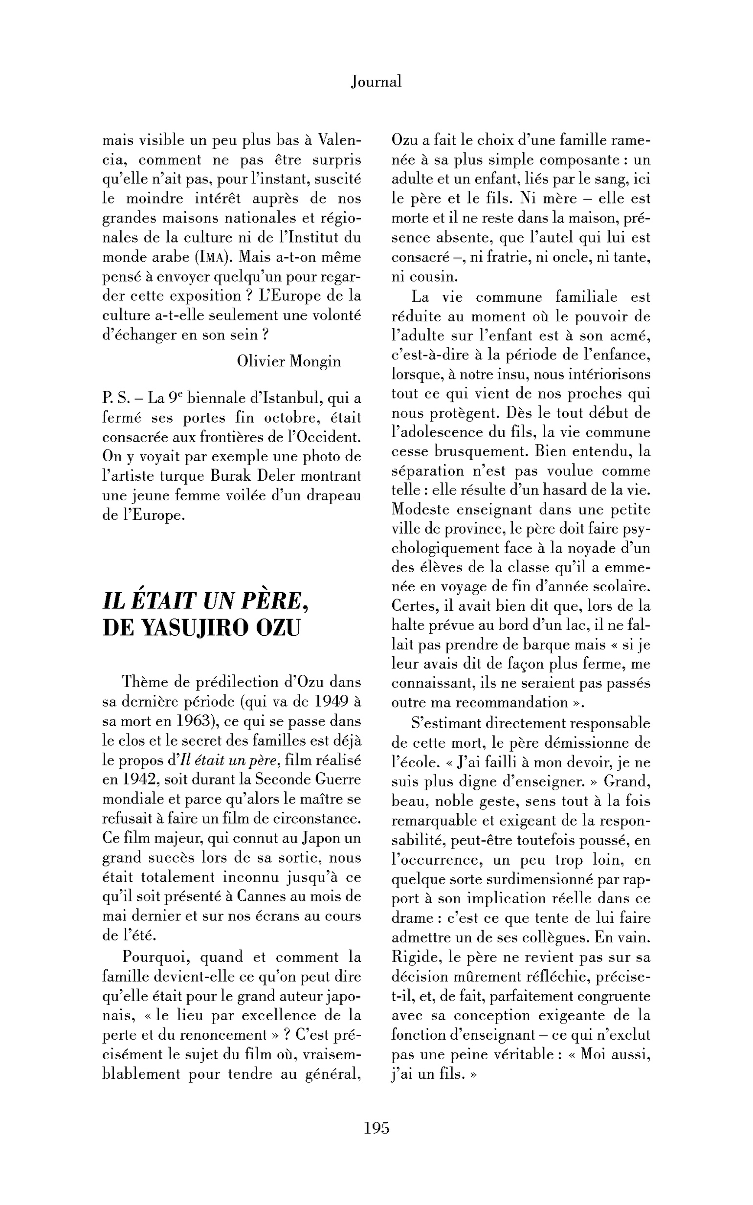 Il était un père, de Yasujiro Ozu