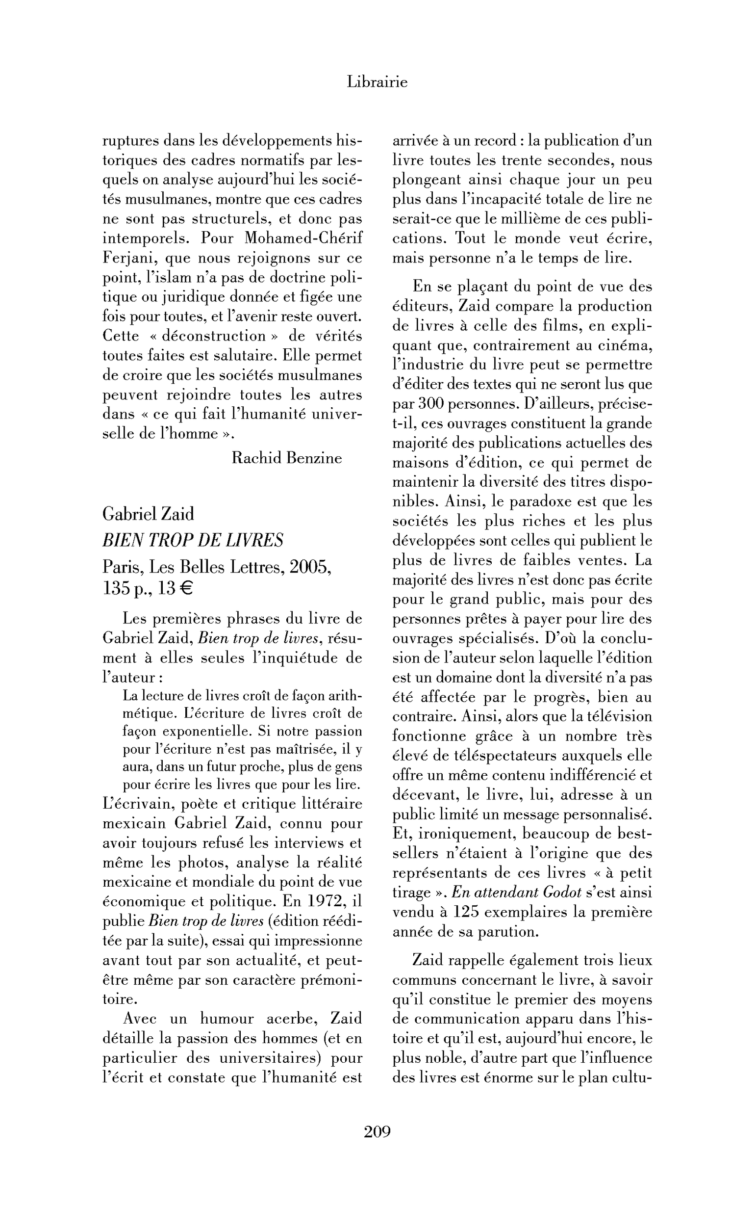 Gabriel Zaid: Bien trop de livres