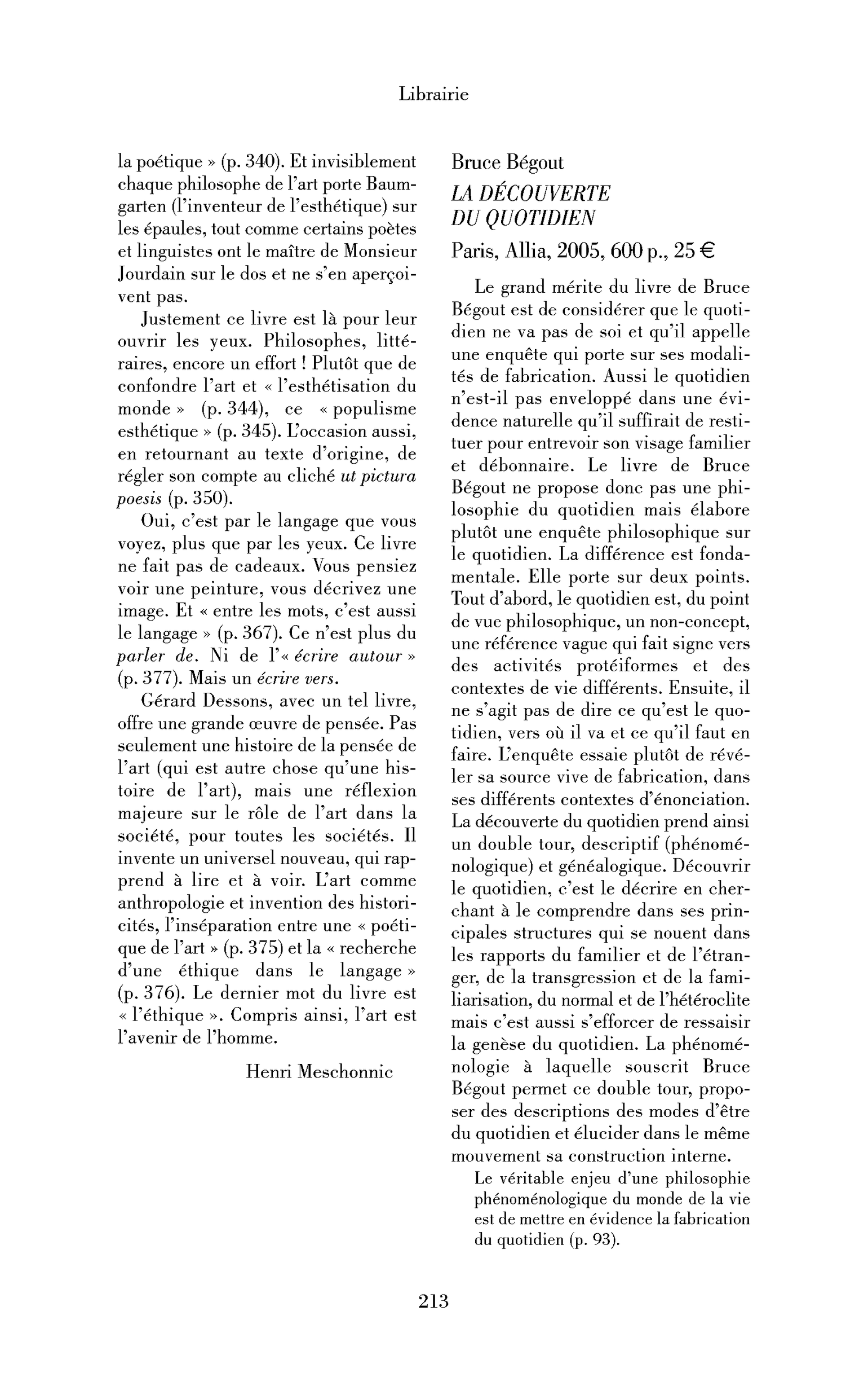 Bruce Bégout: la Découverte du quotidien