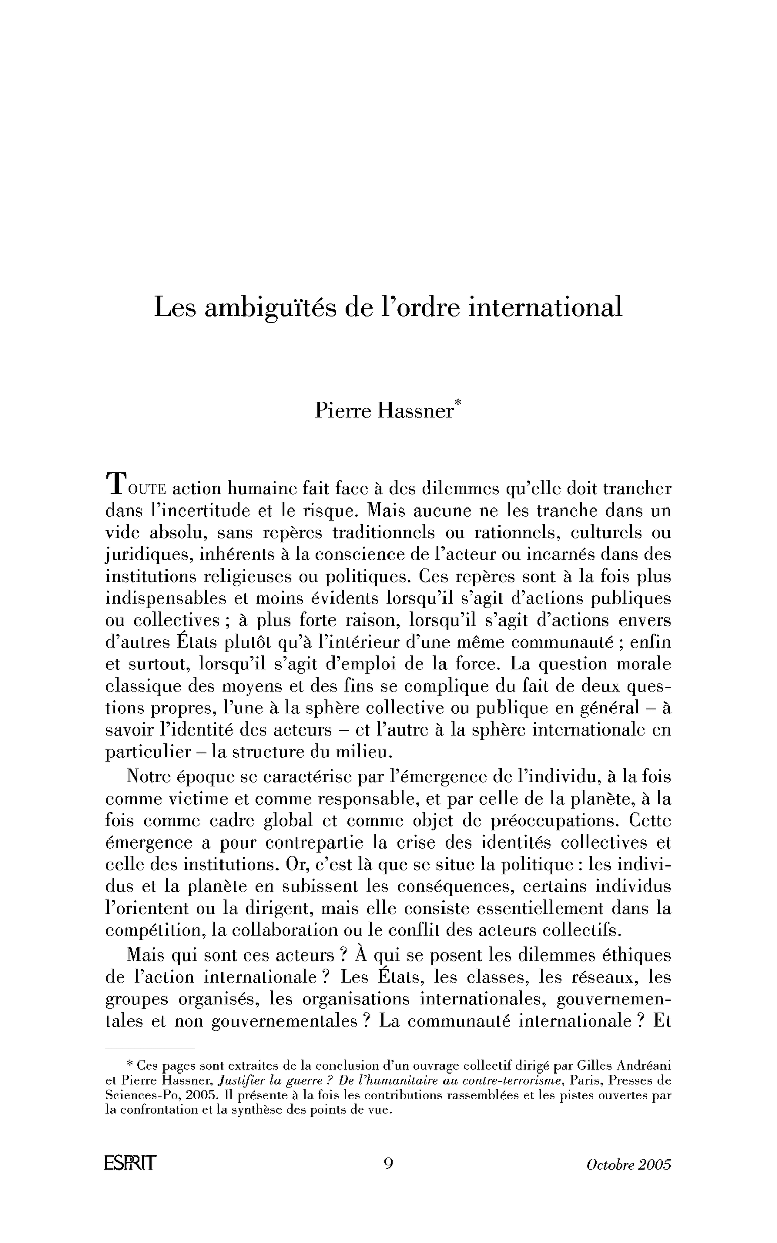 Les ambiguïtés de l’ordre international