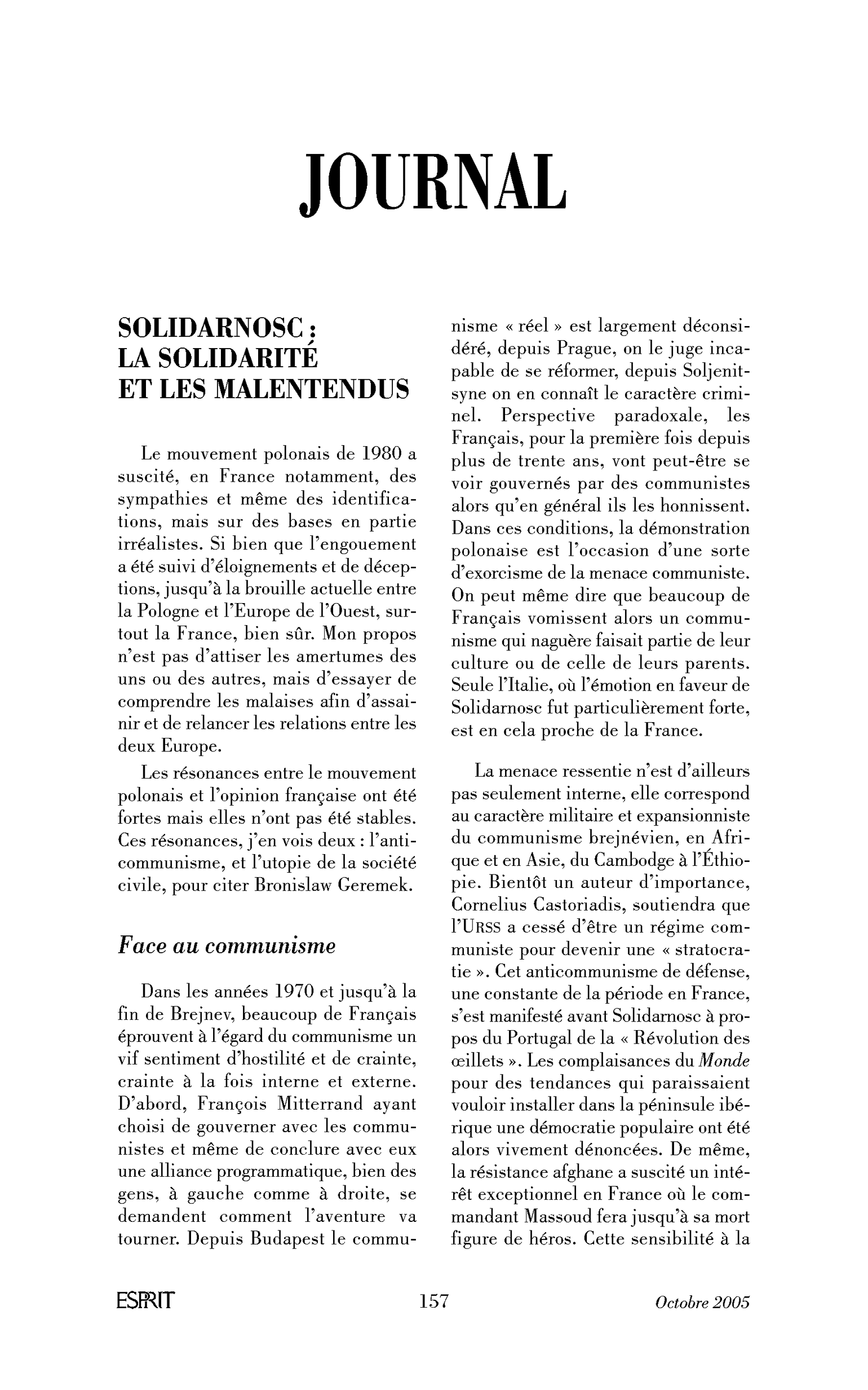Solidarnosc : la solidarité et les malentendus