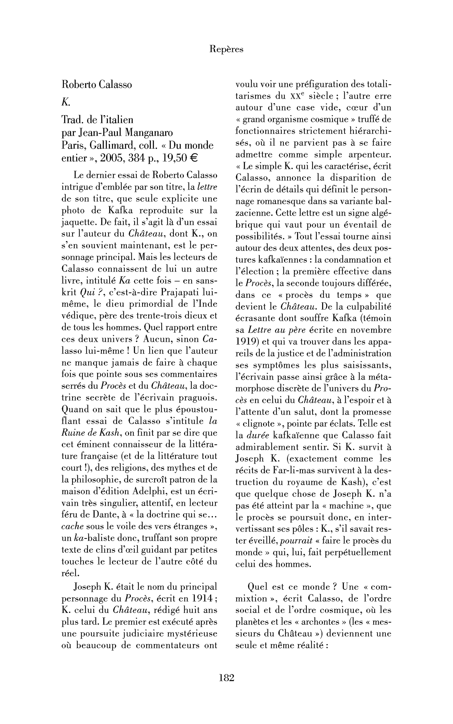 Roberto Calasso: K.