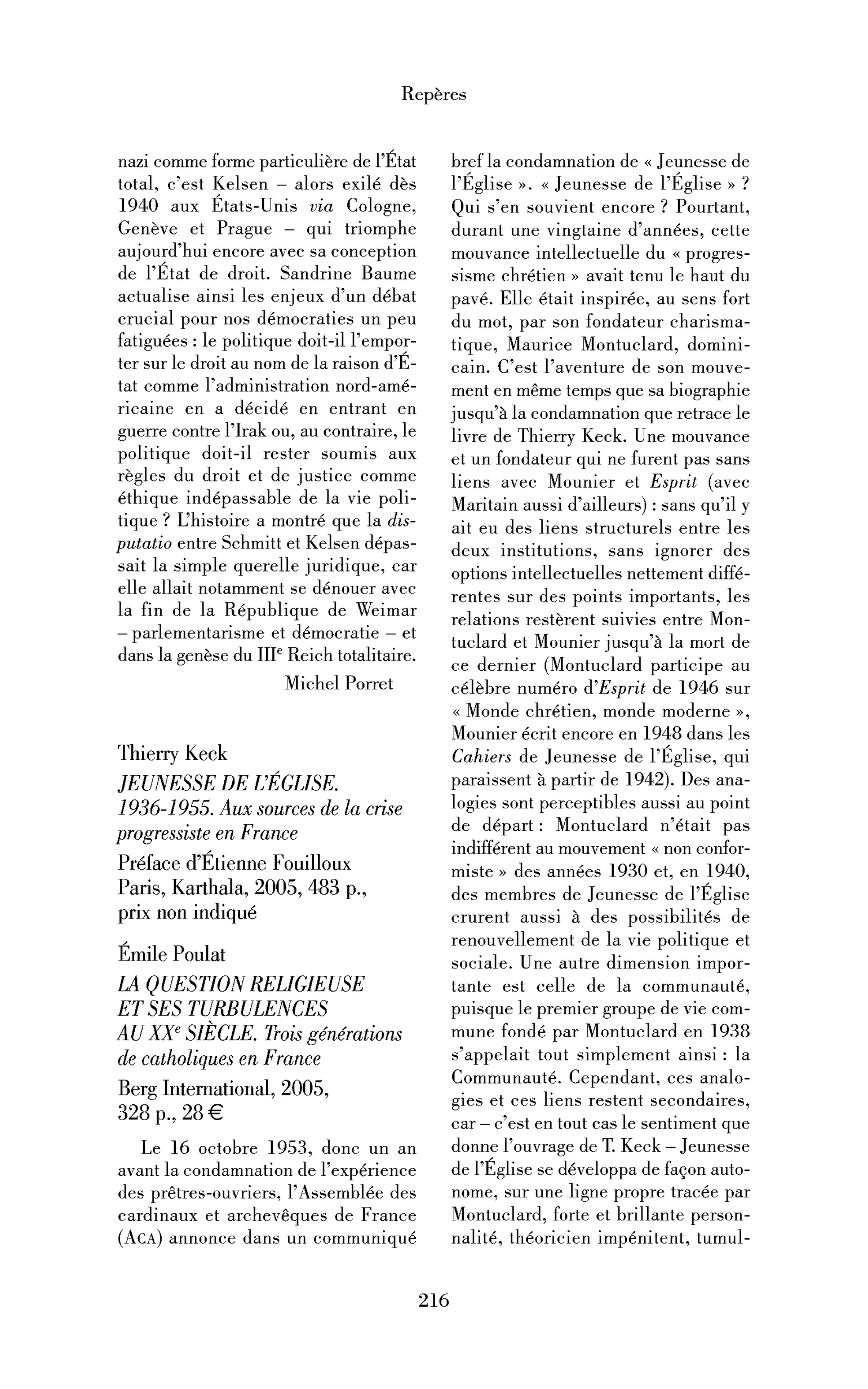 Thierry Keck : Jeunesse de l’Église. 1936-1955. Aux sources de la crise progressiste en France