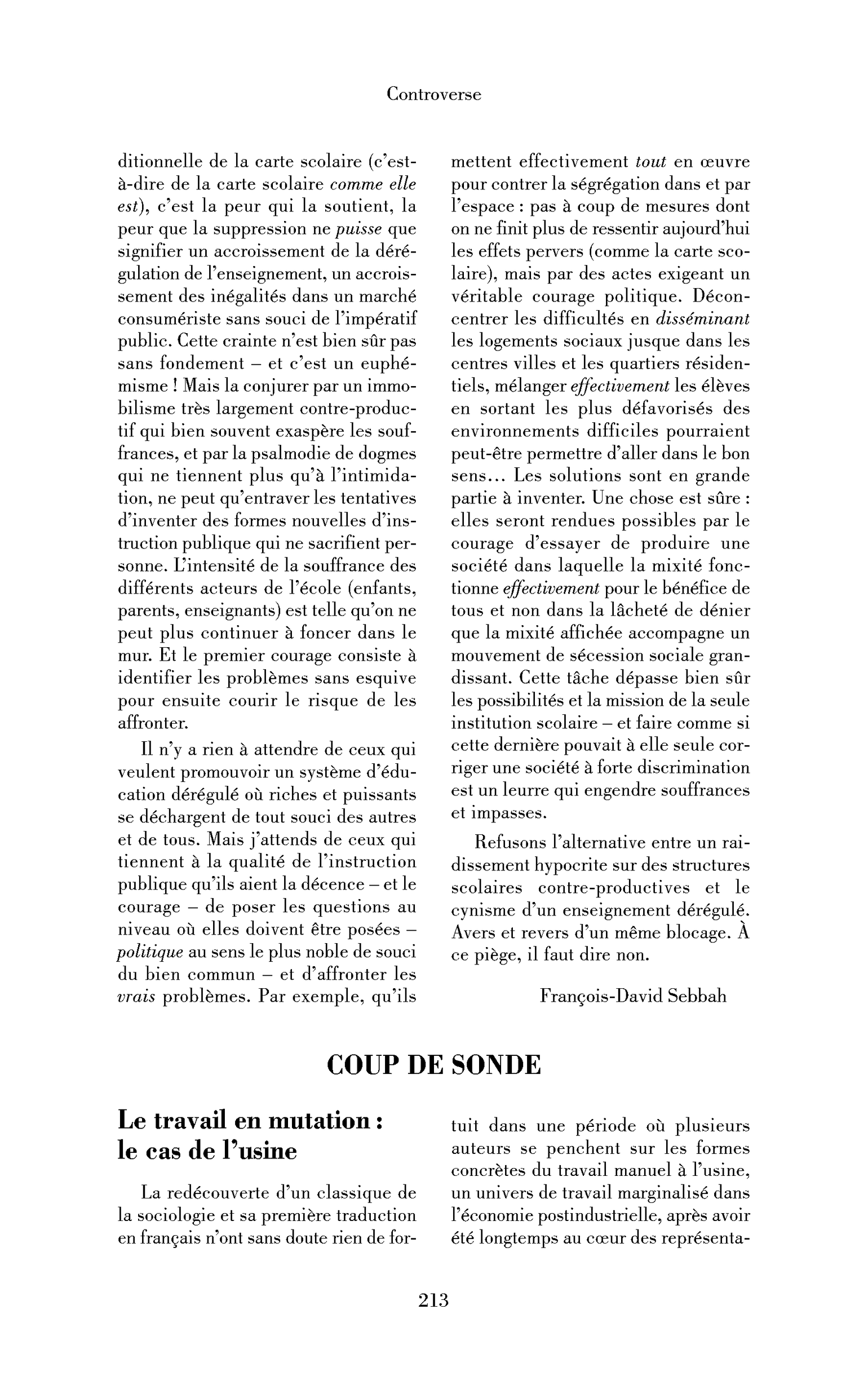 Le travail en mutations, le cas de l’usine