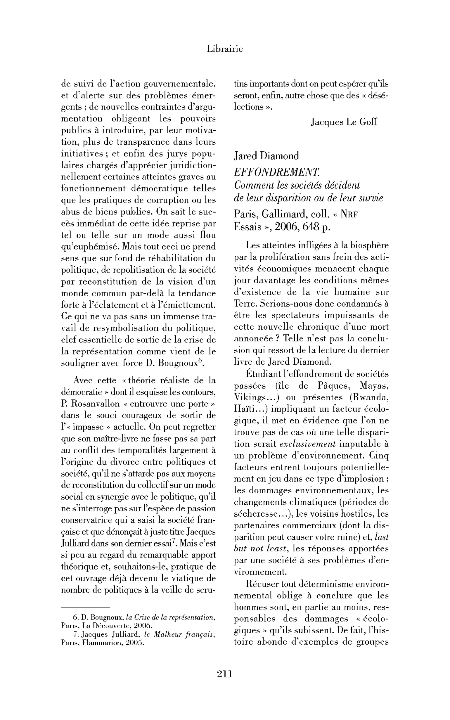 Jared Diamond: Effondrement. Comment les sociétés décident de leur disparition ou de leur survie