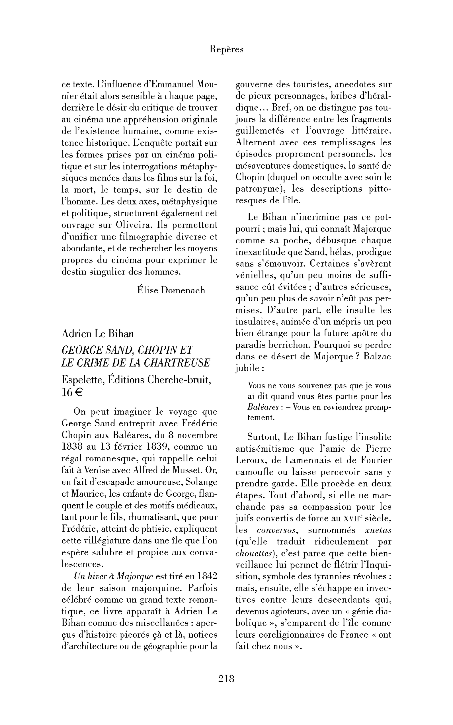 Adrien Le Bihan: George Sand, Chopin et le crime de la Chartreuse
