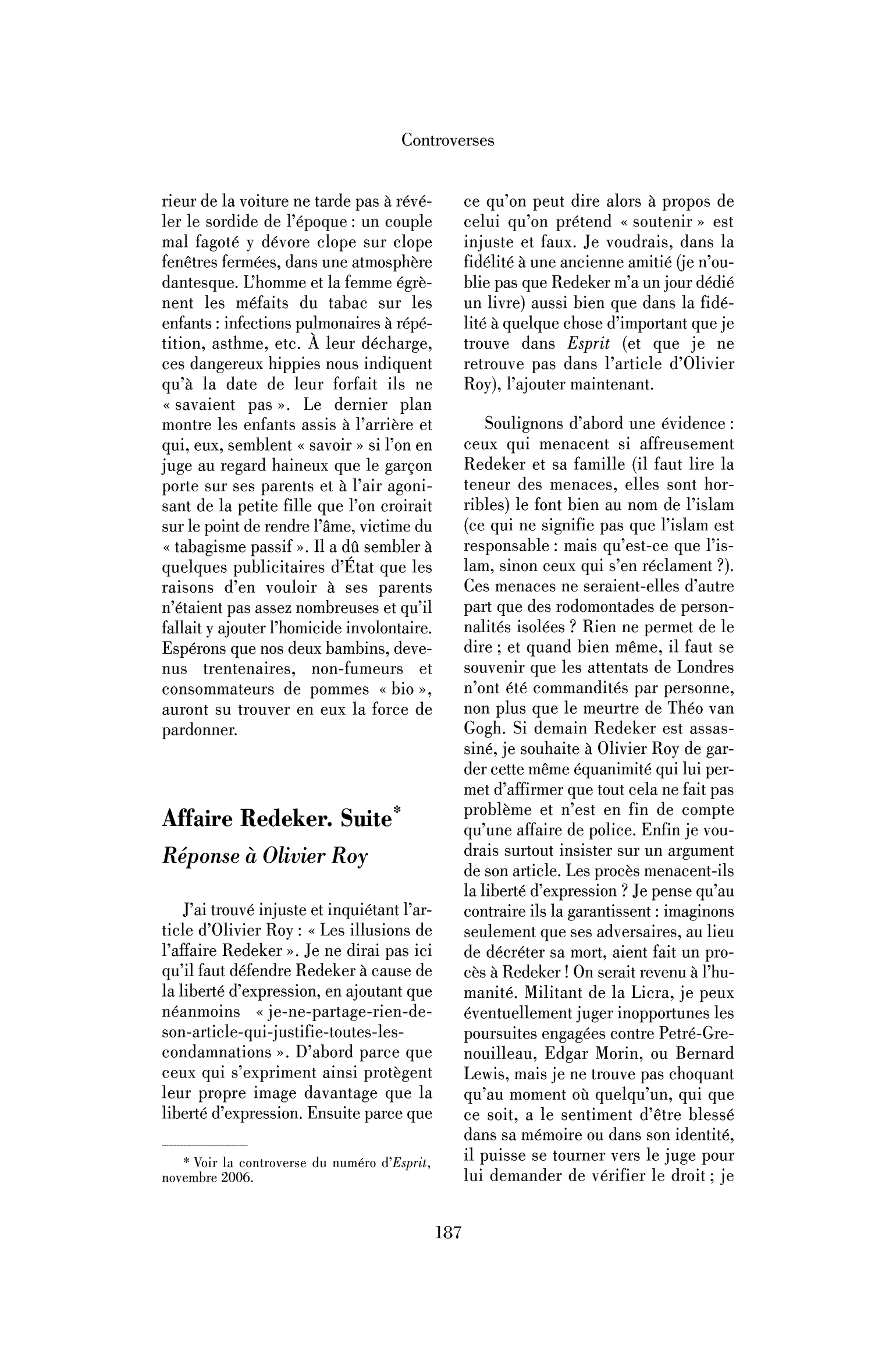 Affaire Redeker. Suite