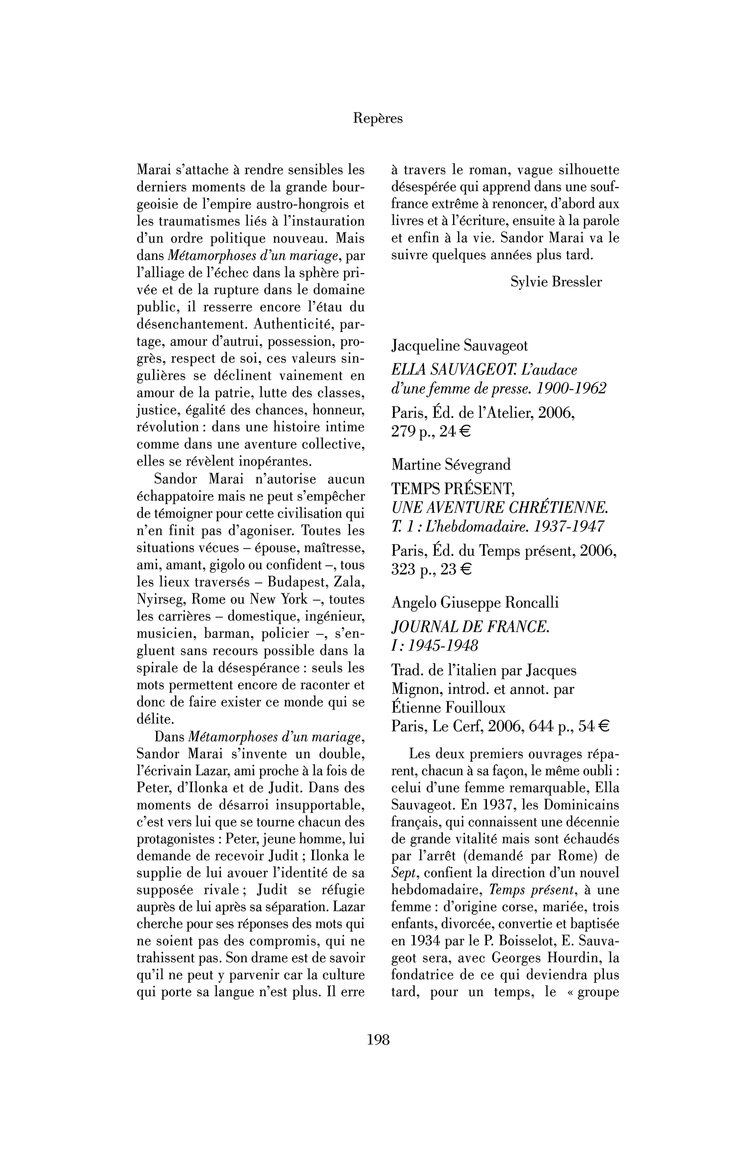 Martine Sévegrand : Temps présent, une aventure chrétienne. T. 1 : L’hebdomadaire. 1937-1947